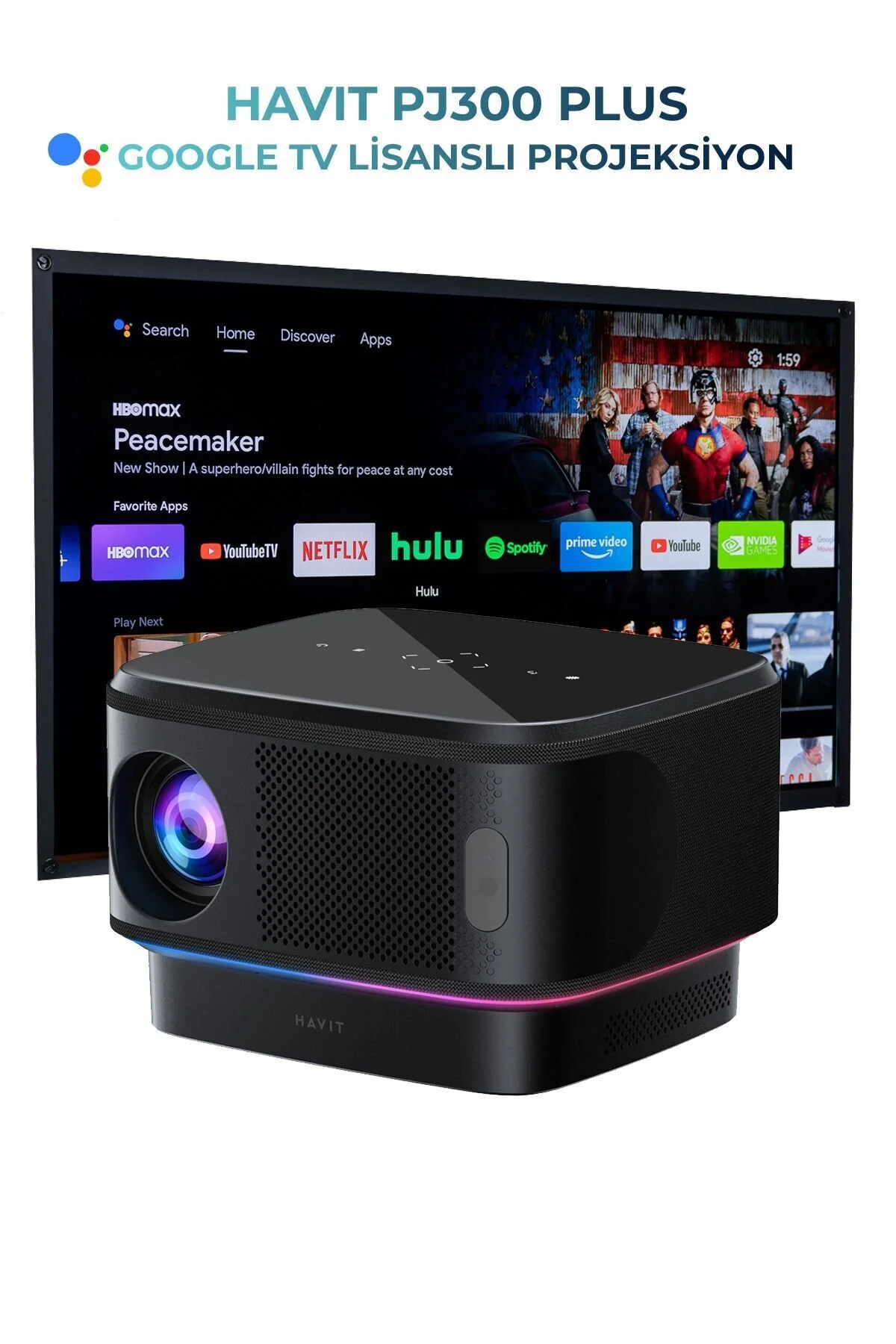 پروژکتور PJ300 به علاوه دستگاه طرح ریزی مجوز GOOGLE 1080P پشتیبانی 4K WIFI 5GHZ Havit