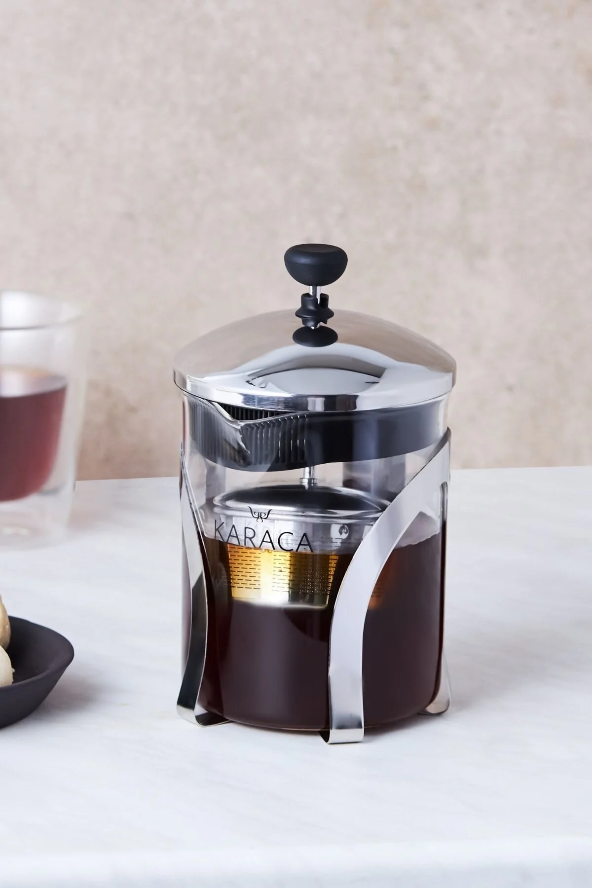 فرنچ پرس سیاه شیشه بوروسیلیکات خوشبو مطبوعات فرانسوی 600 میل  Karaca