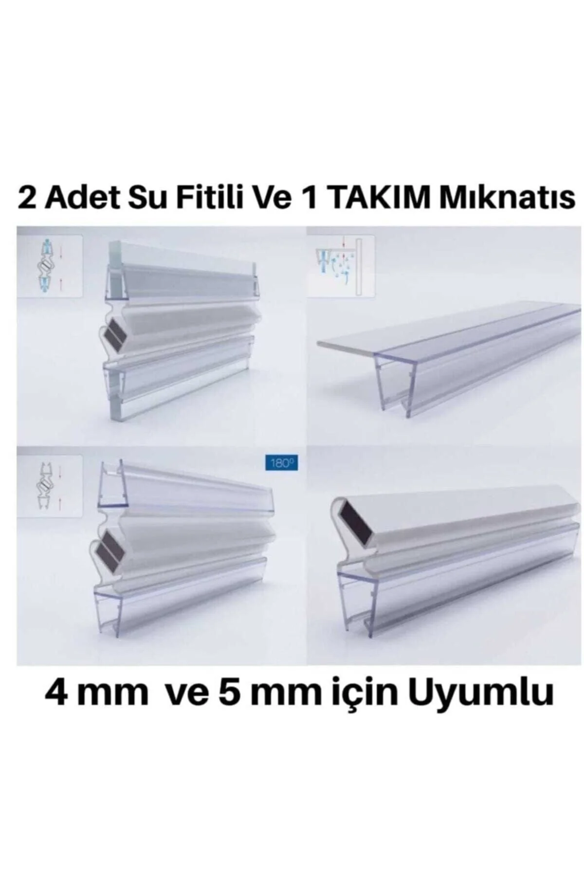 سیستم دوش آهنربا کابین 1 مجموعه و 2 تکه واتر فیتیله 4 میلی متر 5 6 برای شیشه 180 سانتی Genel Markalar