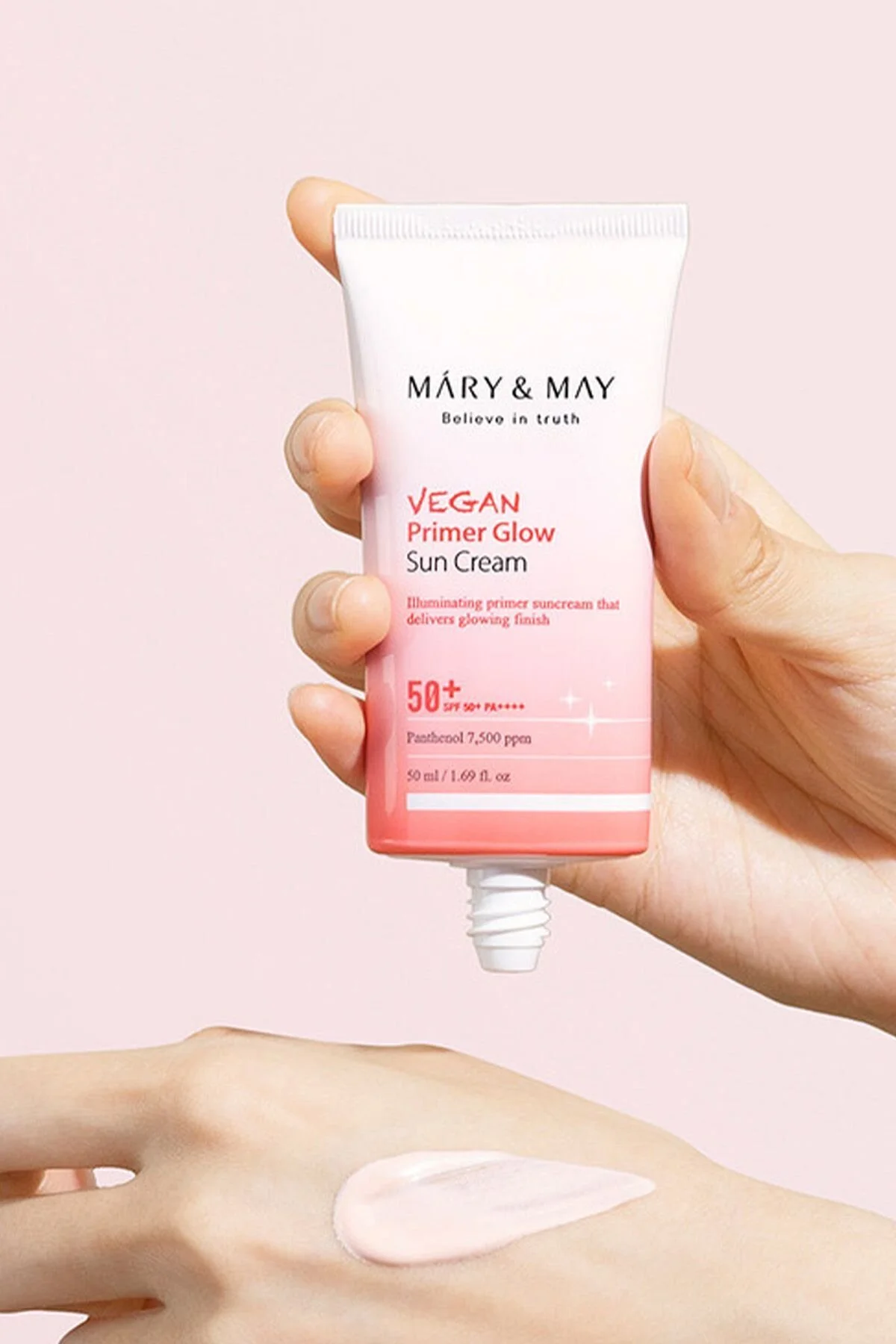 کرم ضد آفتاب صورت VEGAN PRIMER GLOW TONE EQUALIZER ILLUMINATOR PINK SUN CREAM SPF50 PA 50 ML Mary & May