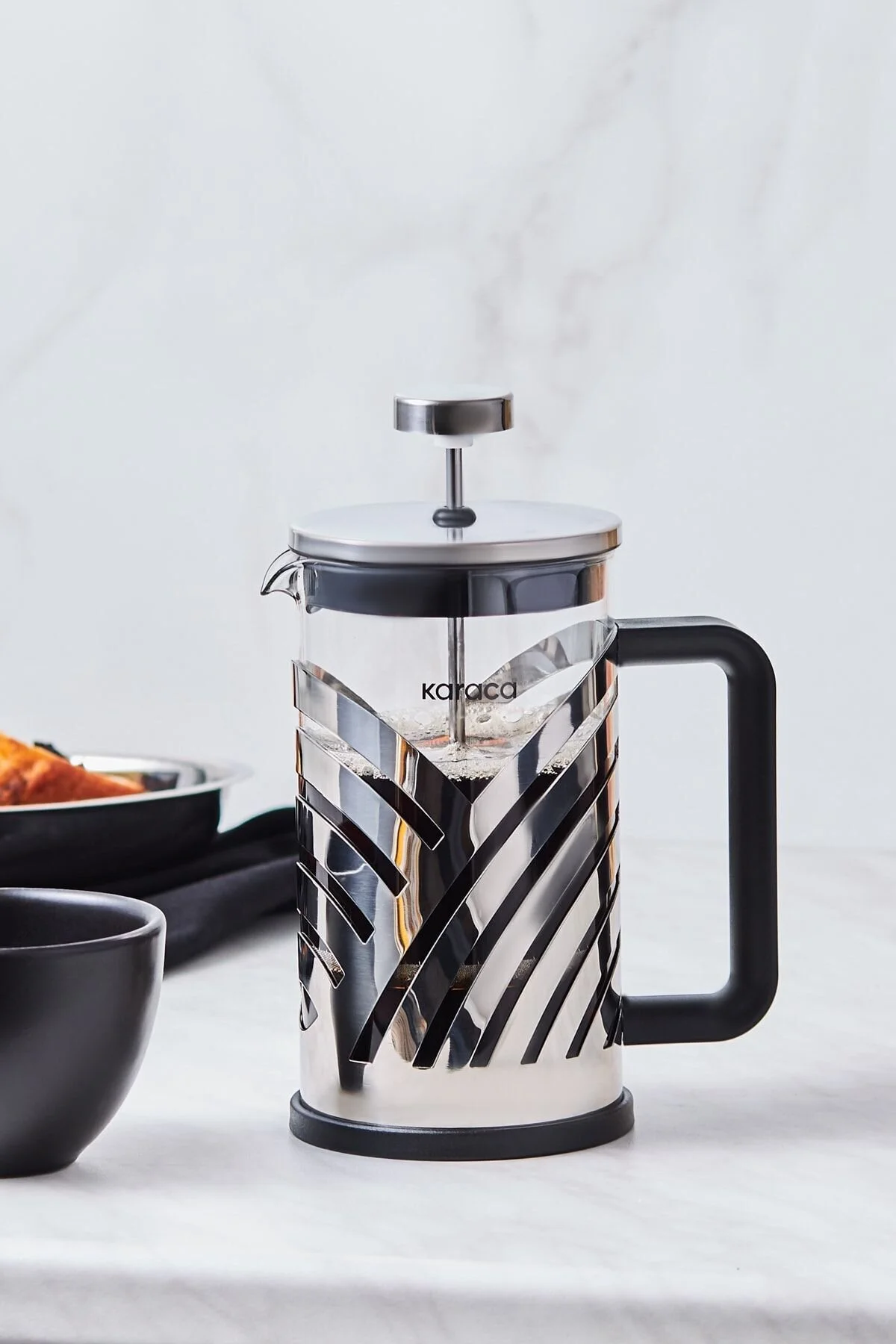 فرنچ پرس شیشه‌ای موج دار 600 میلی لیتری کاراجا Karaca