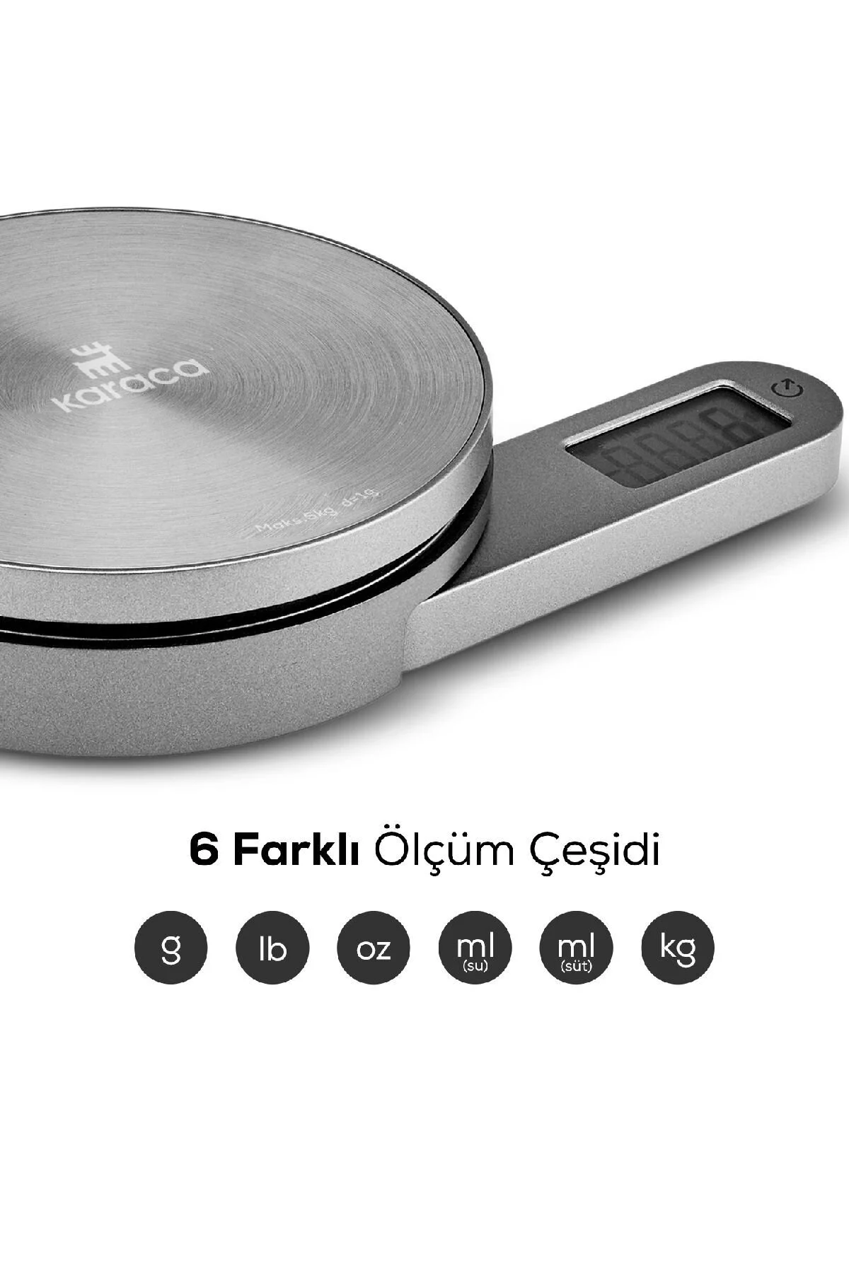 ترازو آشپزخانه ترازوی 1003 SELF POWER INOX با نمایشگر انرژی جنبشی 5 کیلوگرم ظرفیت اورجینال Karaca