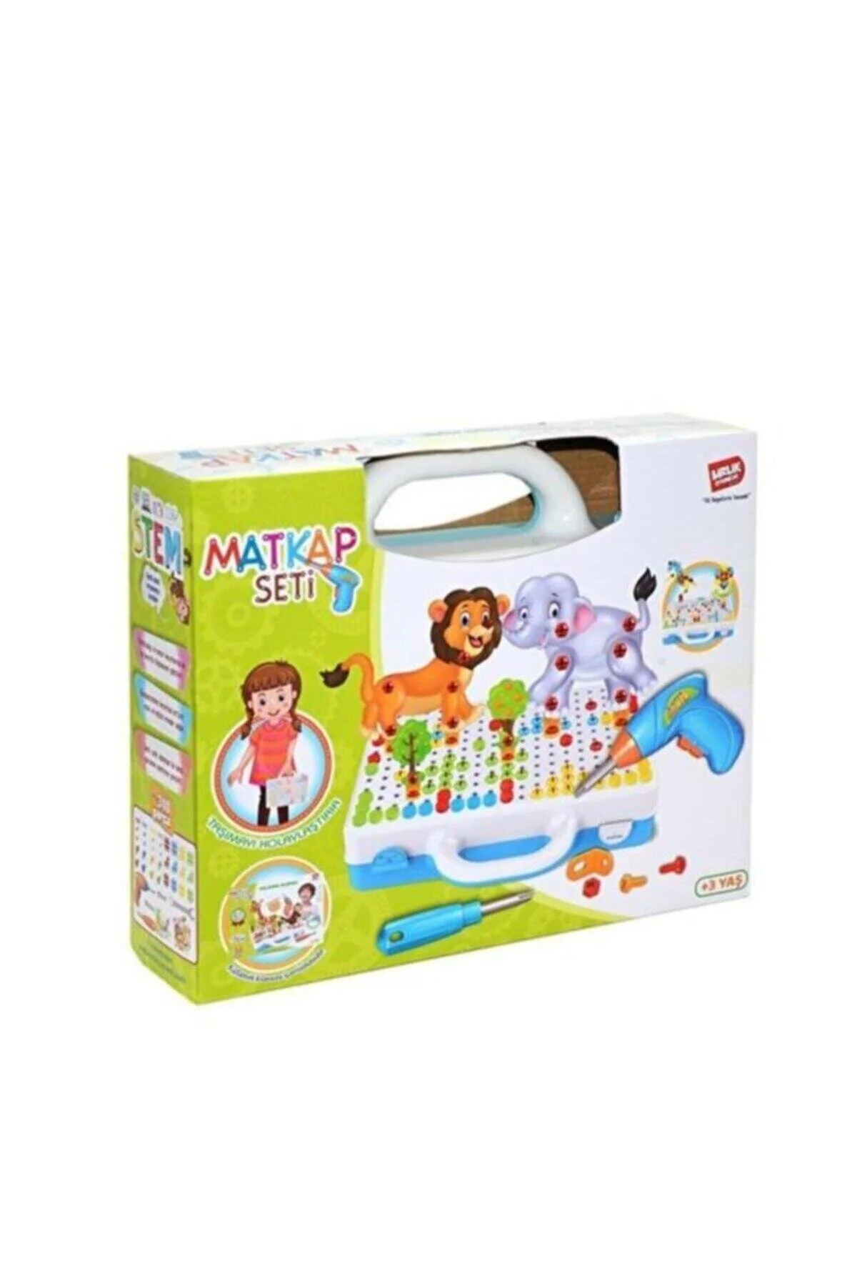 اسباب بازی های فیگور دیگر 11B DRILLING SCREWING AND 3D CREATIVE MOZAIC PUZZLE 198 PIECES BOX PORTABLE BUILDING LEGO GAME BİRLİK TOYS