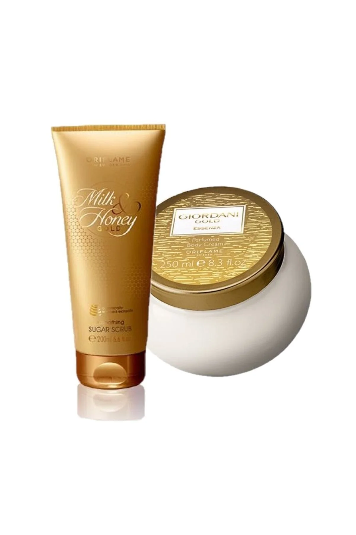 کرم بدن معطر چرم طلایی اسنسا جیوردانی + شیر عسل صاف اوریفلیم Oriflame
