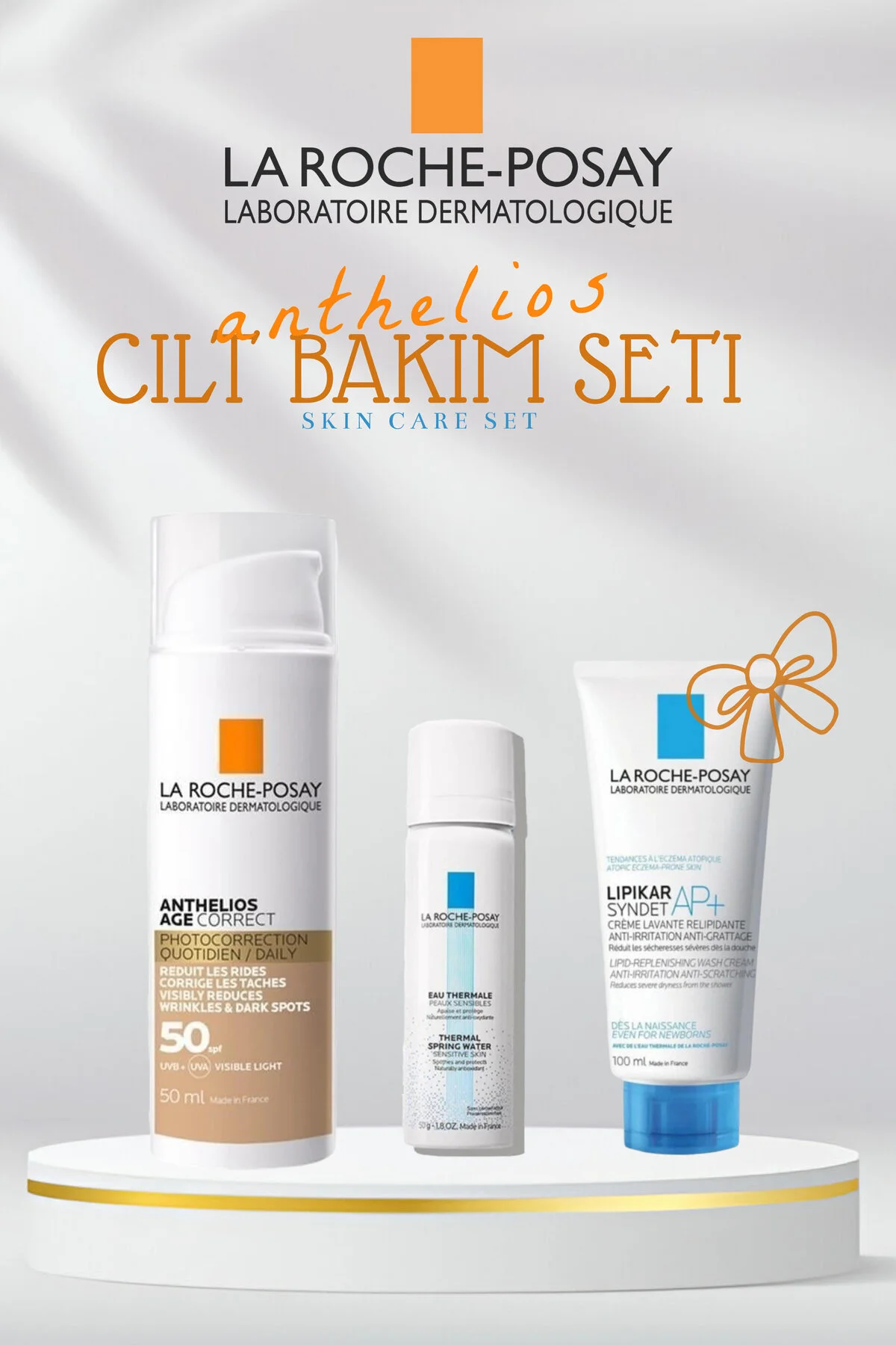 ست کرم ضد آفتاب ANTHELIOS SPF50 AGE درست رنگارنگ خورشید 50ML + آب حرارتی مجموعه هدیه ژل 100 میل La Roche Posay