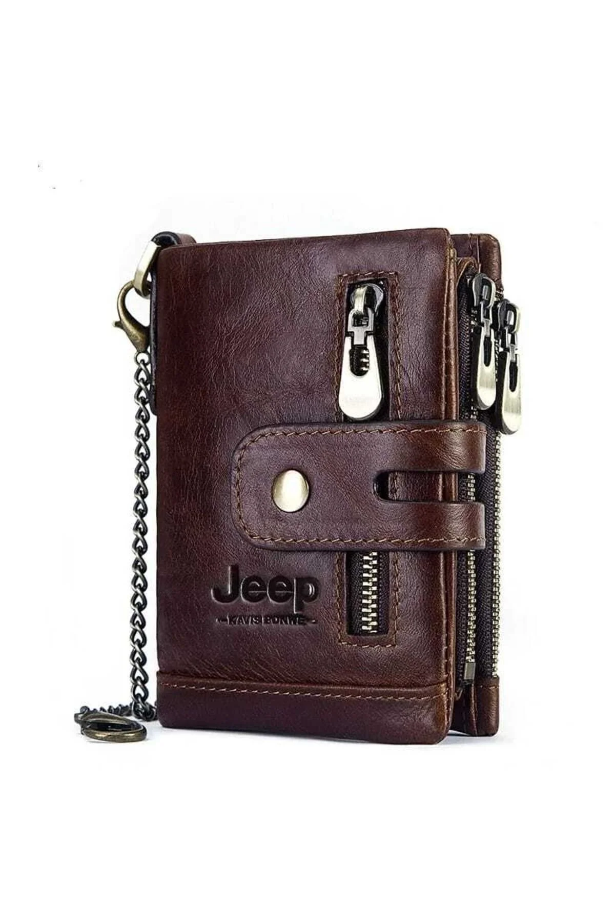 کیف پول چرمی مردانه قهوه‌ای Jeep