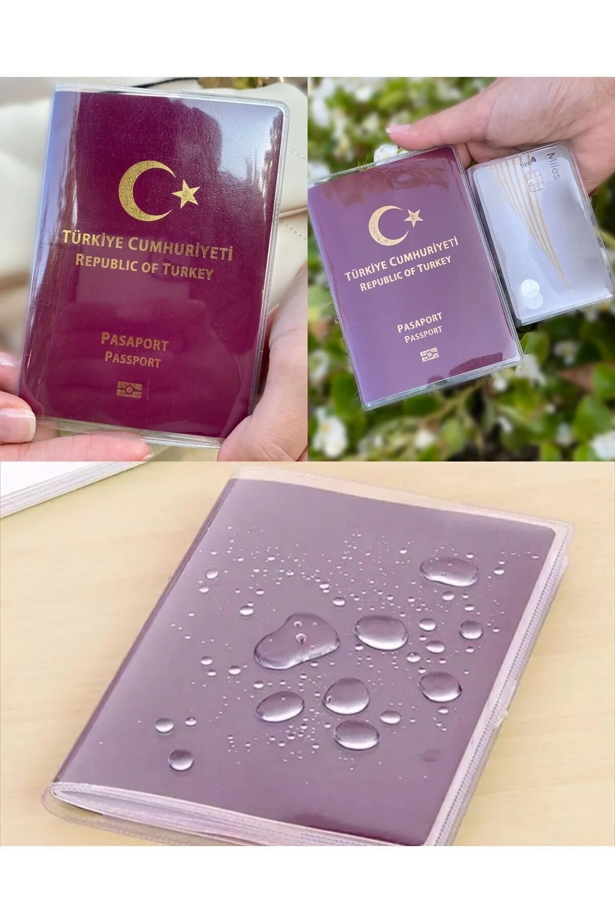 کیف پول روکش پاسپورت شفاف ممتاز با نگهدارنده جیب کارتی جای مدل جهانی Gempo