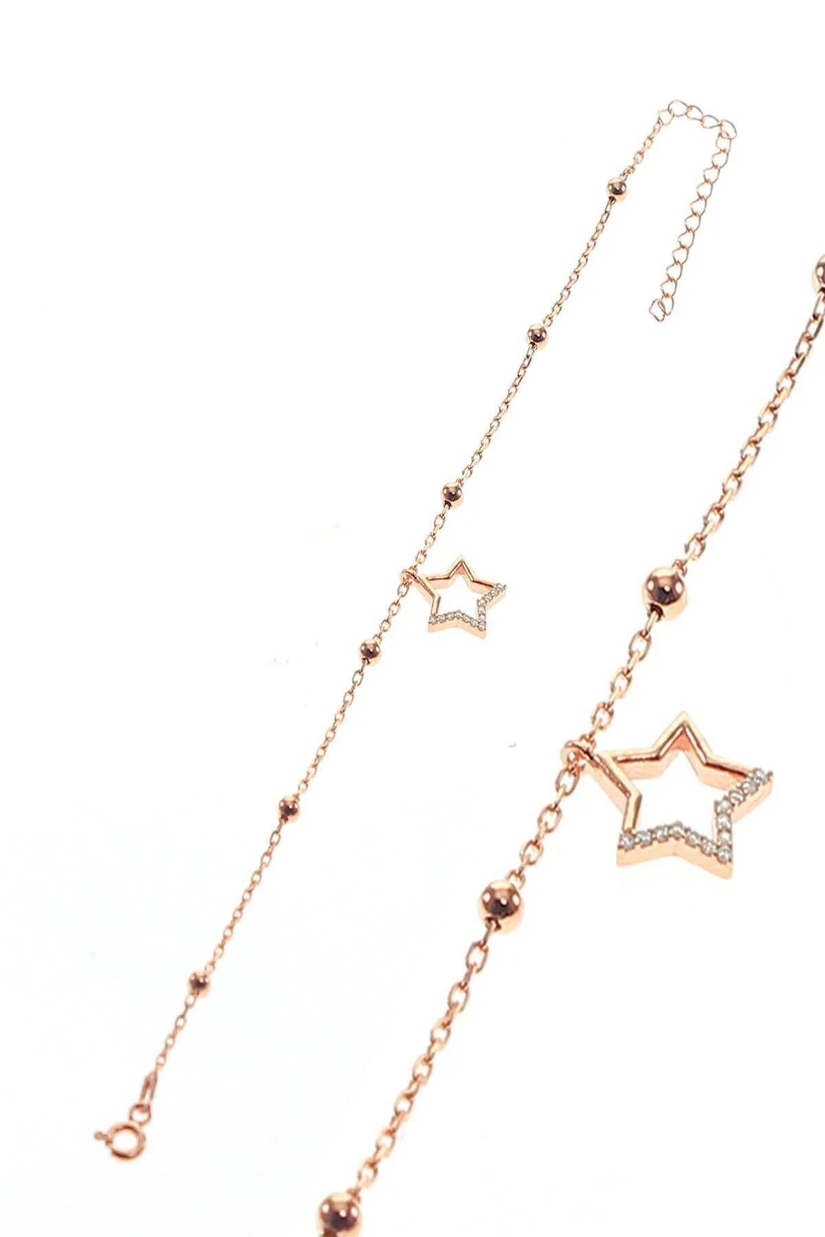 دستبند نقره ای زنجیر ستاره و توپی زنانه SGTL8850 Söğütlü Silver