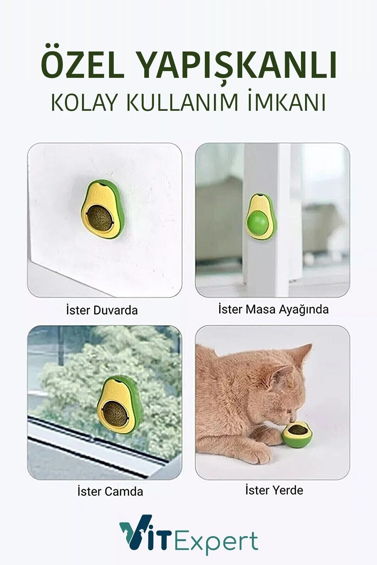 اسباب بازی گربه گیاه آووکادو گیاهی طبیعی و خوراکی چسب مخصوص 360 درجه چرخش توپ لیس اورجینال Vitexpert