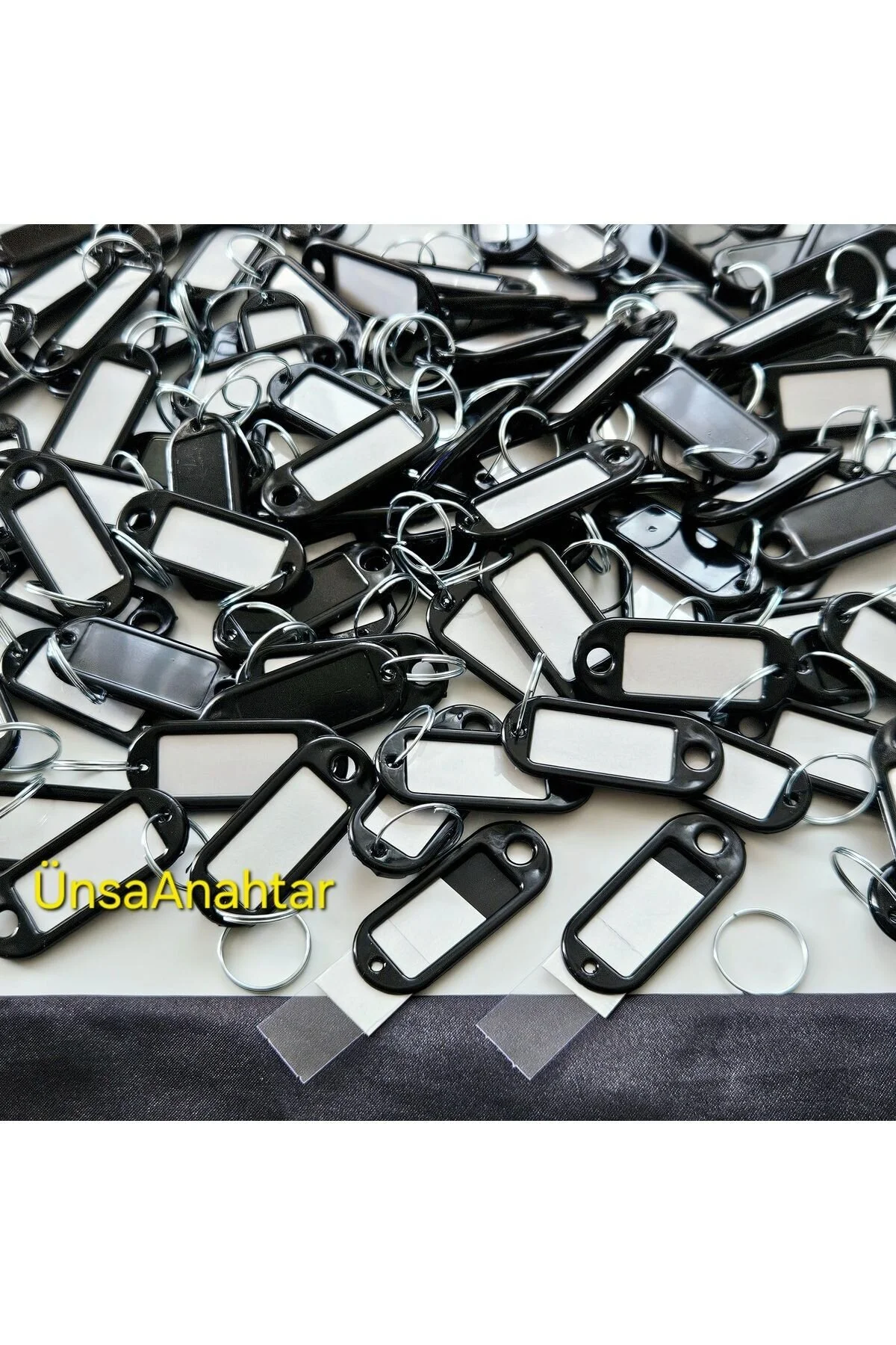 جلیقه کلید 100X جاکلیدی برچسب پلاستیکی شناسه پی وی سی نام جای نوشته قابل نوشتن مشکی ÜNSA Anahtar