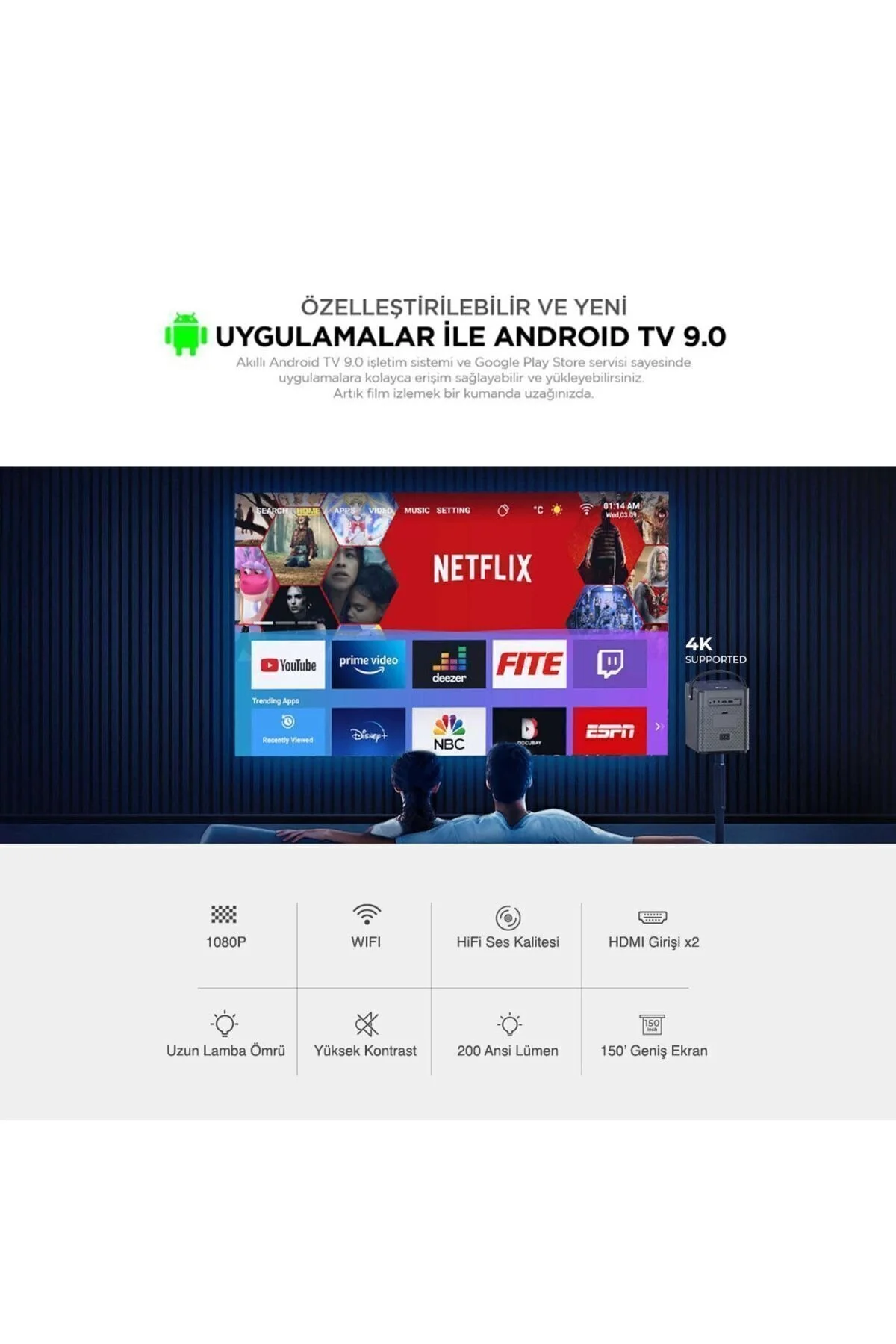 پروژکتور دستگاه طرح ریزی هوشمند PJ205PRO PRIME QUARTZ 1080P YOUTUBE NETFLIX EXXEN DISNEY+ Havit