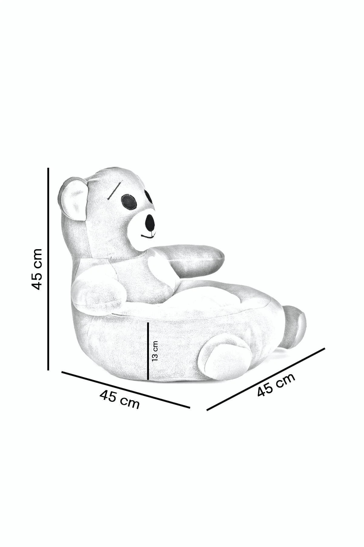 اسباب بازی های پشمی صندلی مخملی بچه خرس عروسکی – TEDDY BEAR SEAT GREY WHITE TOKKO