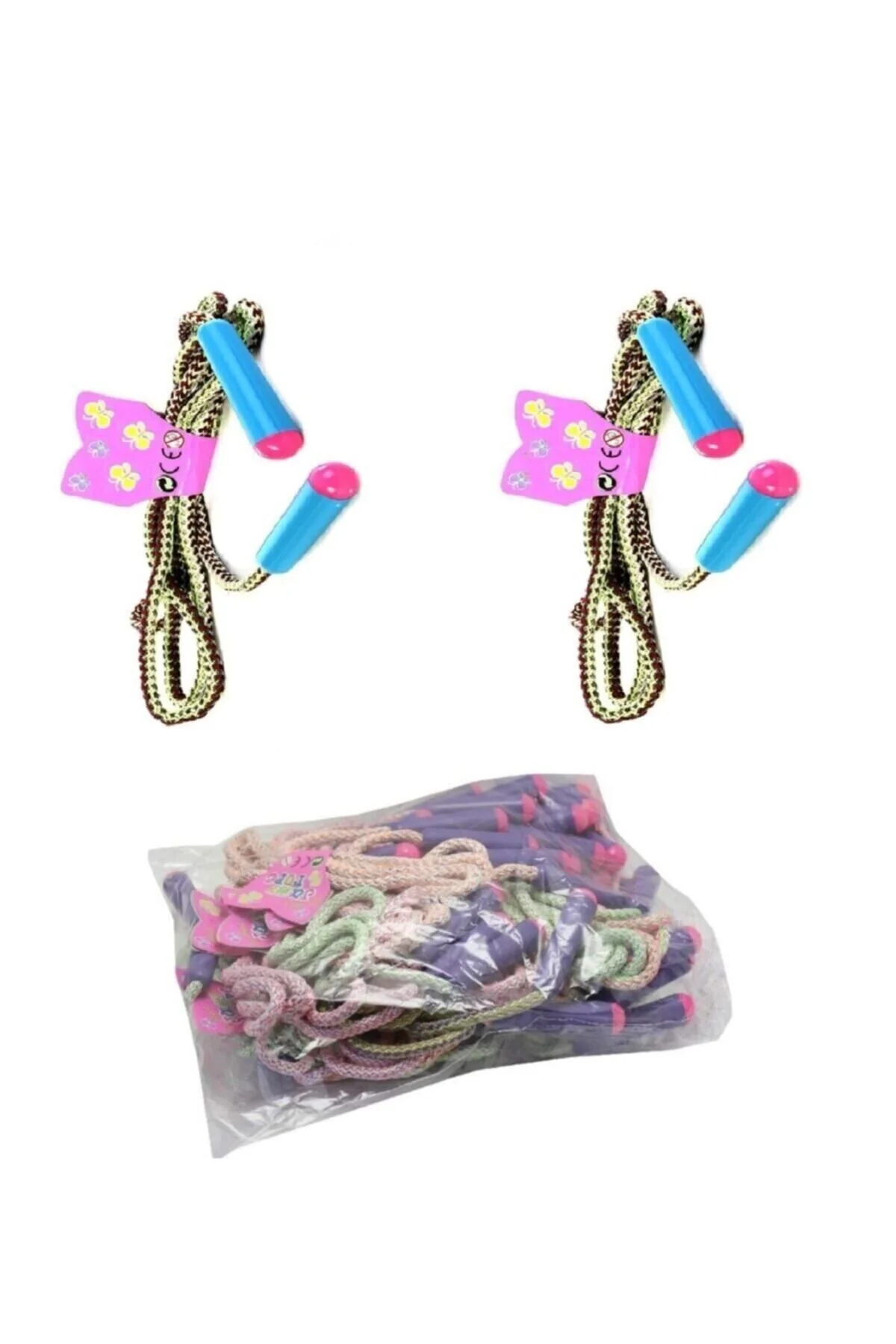 طناب ورزشی پرش دسته تخت 10 تکه نخ پارچه ای سبک به مهدکودک مدرسه آسیبی نمی رساند Efe Toys