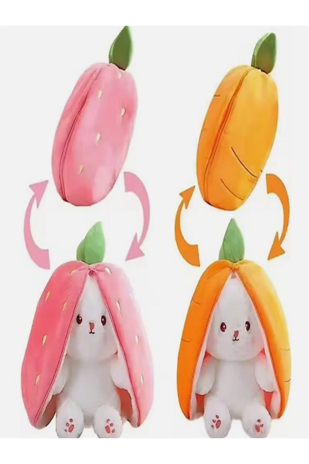 اسباب بازی های پشمی بالش 35 سانتی متری هویج خرگوش مخمل دار 2 رو Pufu Toys