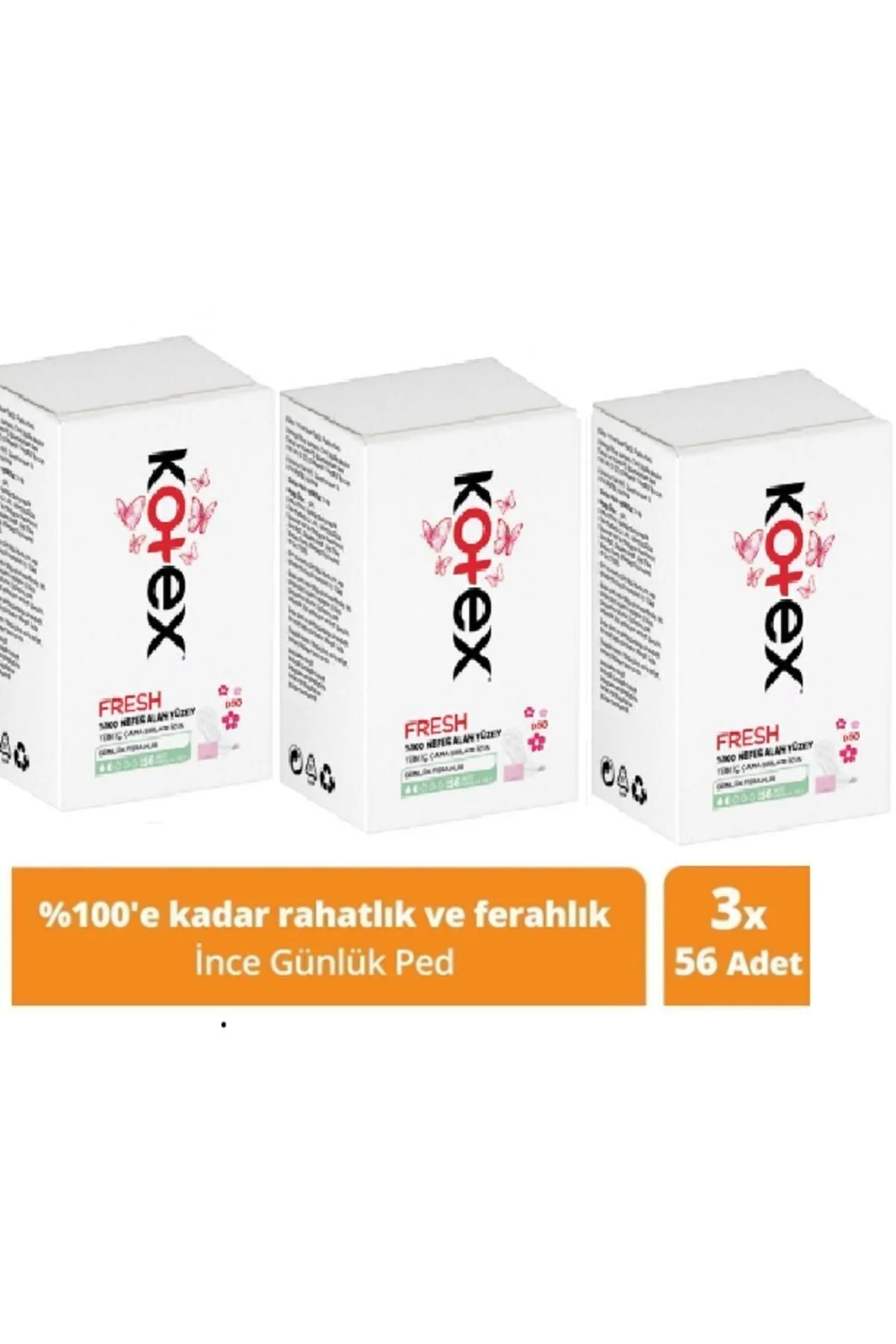 نوار بهداشتی روزانه نازک معطر 56 عددی در 3 بسته مناسب بانوان کوتاکس Kotex