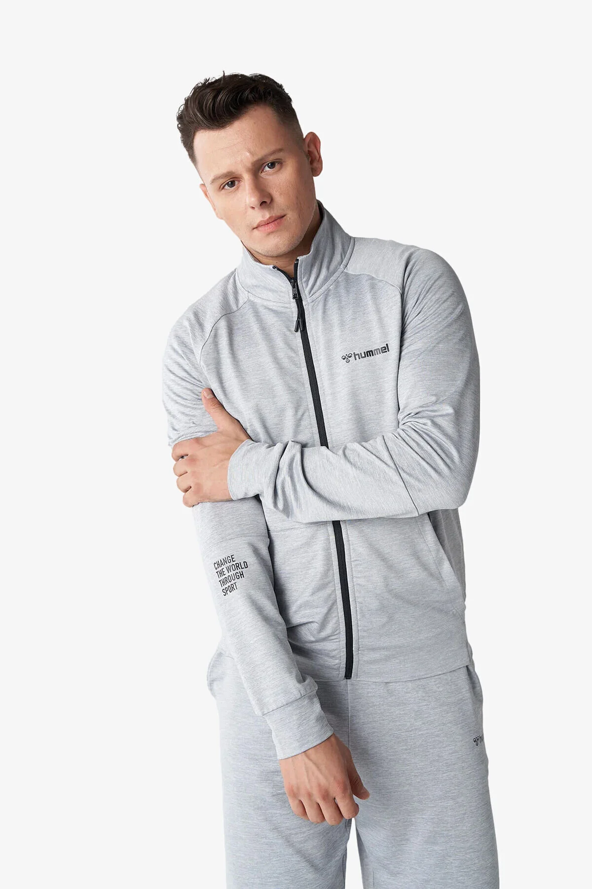سویشرت ورزشی خاکستری مردانه لباس های Zip هومل hummel