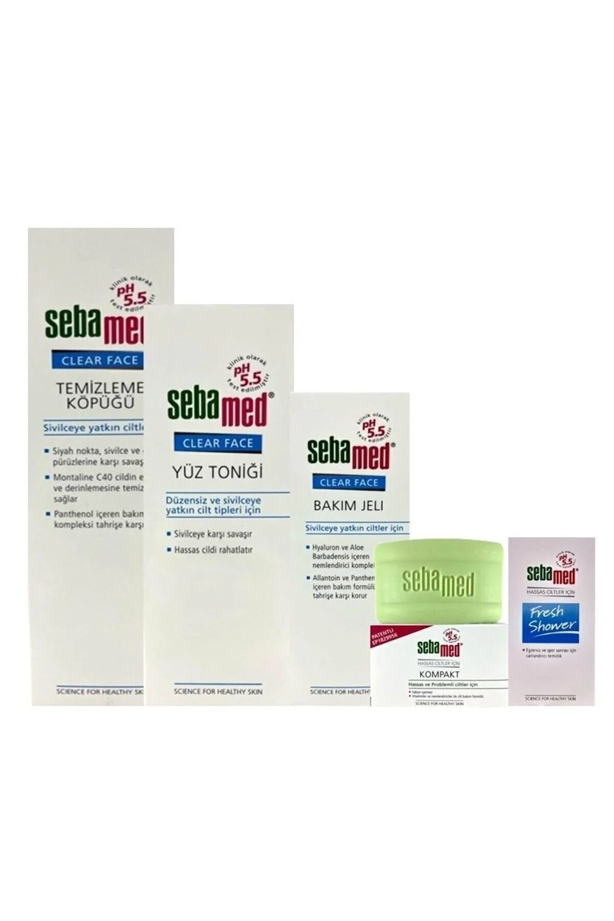 Sebamed پاک‌کننده چهره شفاف با فوم 150 میلی‌لیتر، ژل 50 میلی‌لیتر، تونیک 150 میلی‌لیتر، کامپکت 100 گرم، ژل حمام کوچک 20 میلی‌لیتر