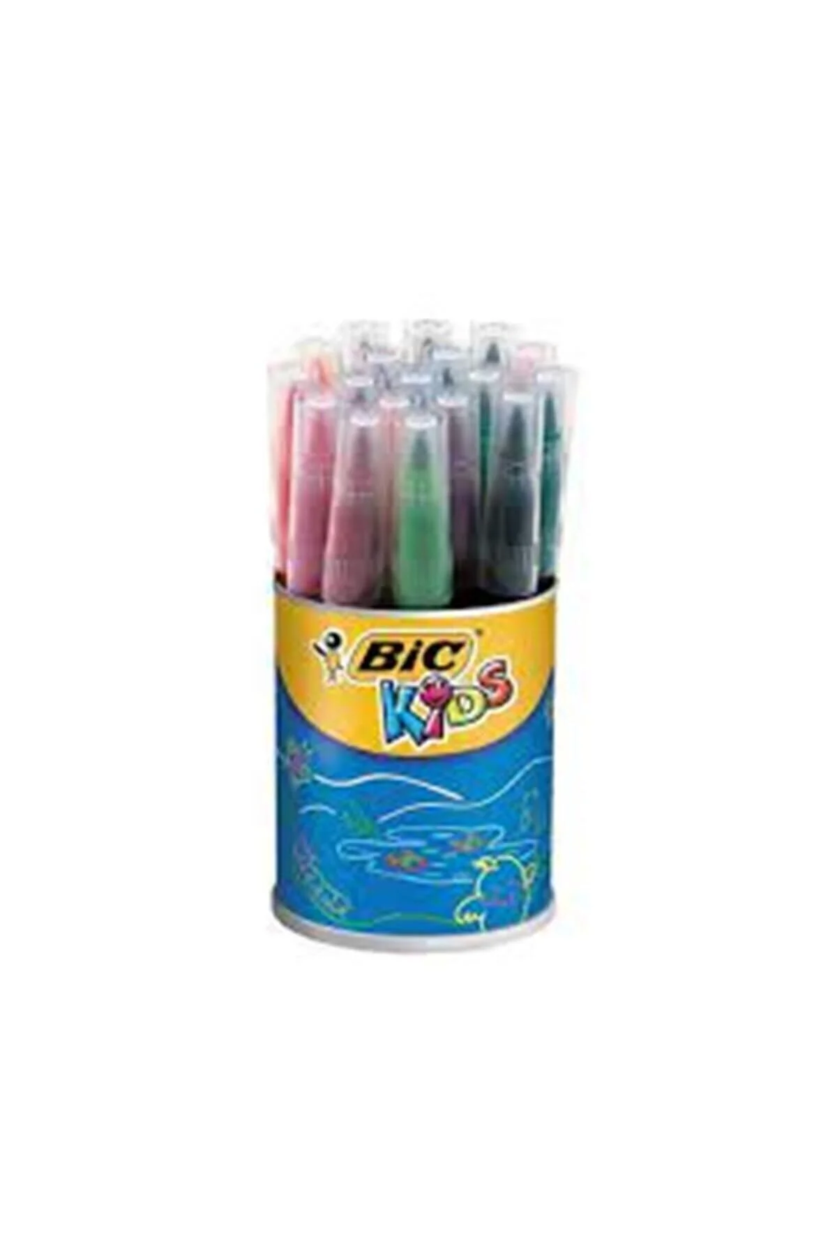 کاغذ و قلم هنری آبی مردانه زنانه نوک برس ویزای KIDS FELT END مداد 18 JAR بیک Bic