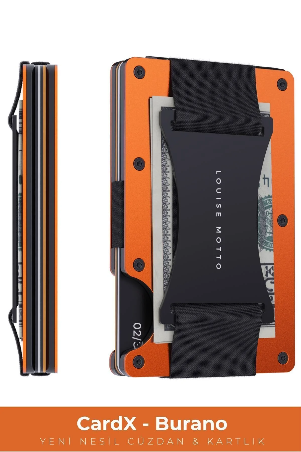 کیف پول و کارت‌بانک Cardx مدل Burano Strap – طراحی مینیمال، متریال پریمیوم، RFID Korumalı، مناسب آقایان و بانوان (رنگ نارنجی) Louise Motto
