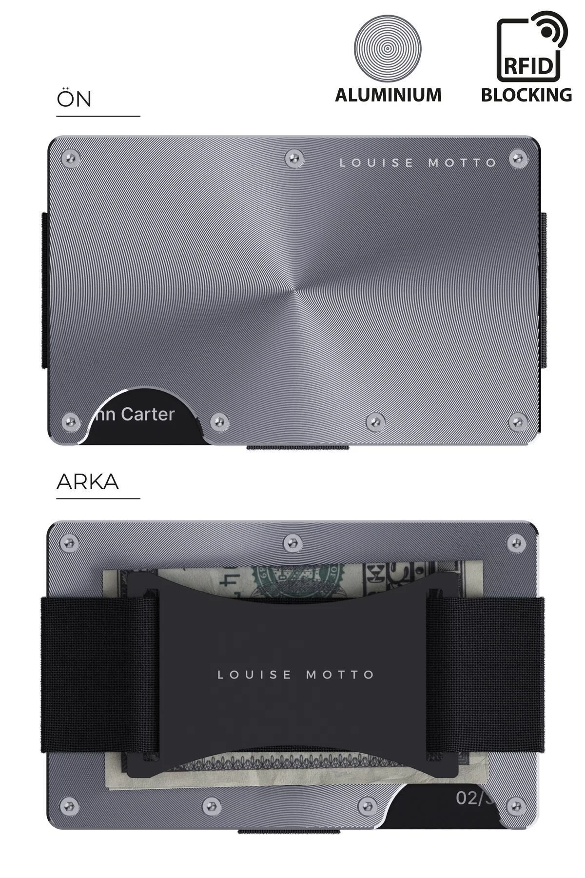 کیف پول فلزی CardX Shine Strap | محافظ RFID | ظرفیت ۲۰ کارت | هدیه‌ای لوکس و مدرن Louise Motto