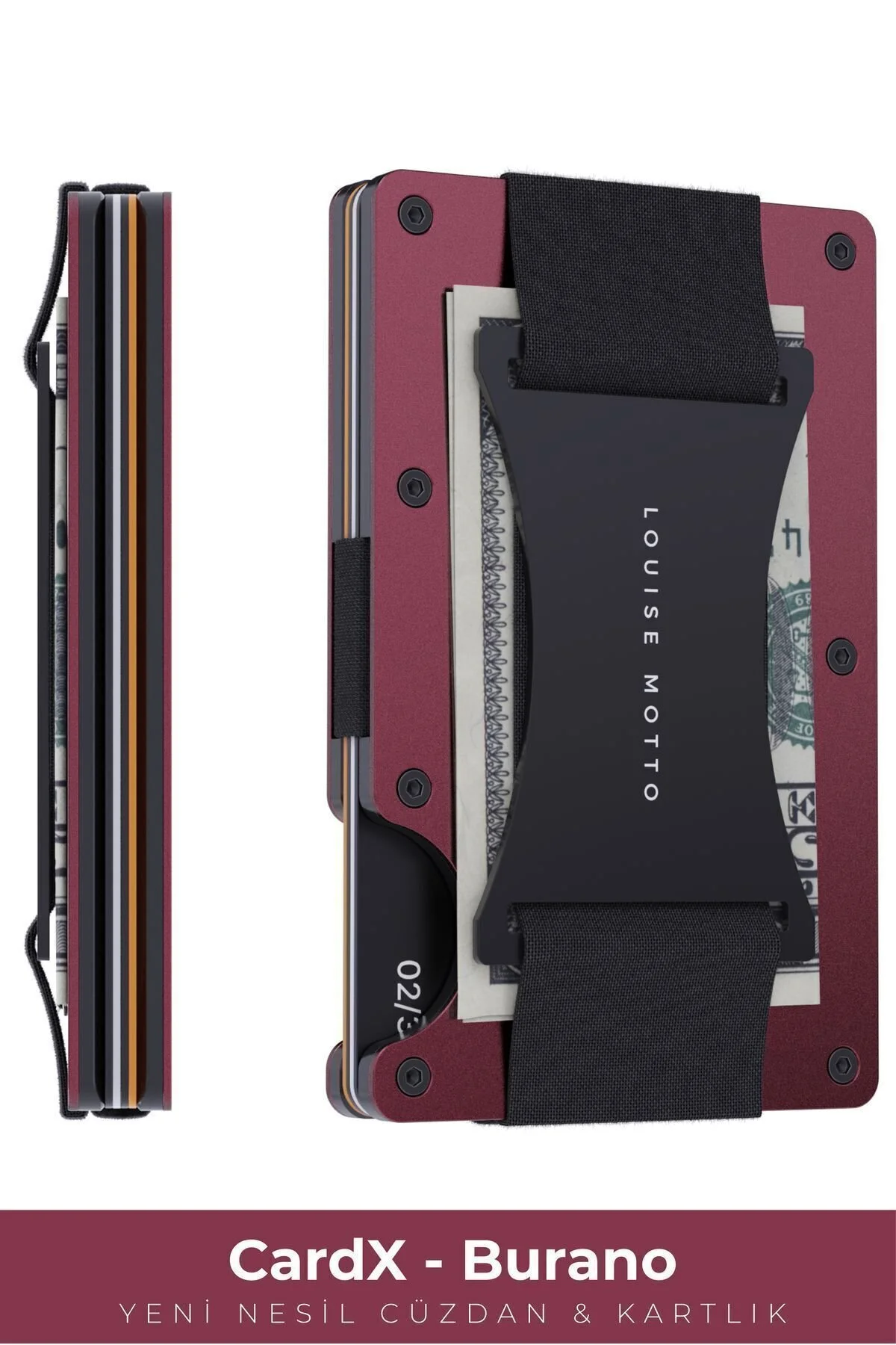 کیف پول و کارت‌بانک Cardx مدل Burano Strap – ضد RFID، مینیمال و سبک، مناسب زنان و مردان (رنگ قرمز) Louise Motto