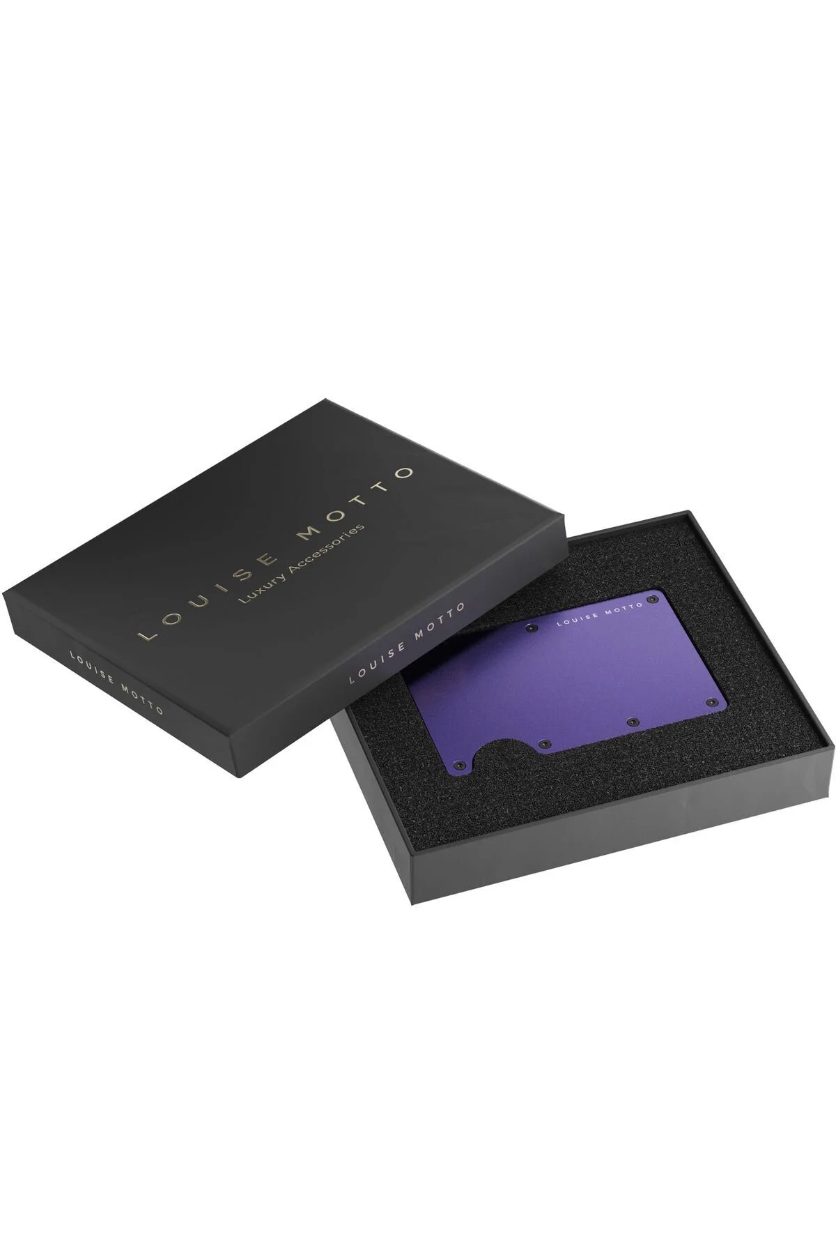 کیف پول و جاکارتی فلزی مدرن با محافظ RFID - مدل Cardx Burano Clips (بنفش) Louise Motto