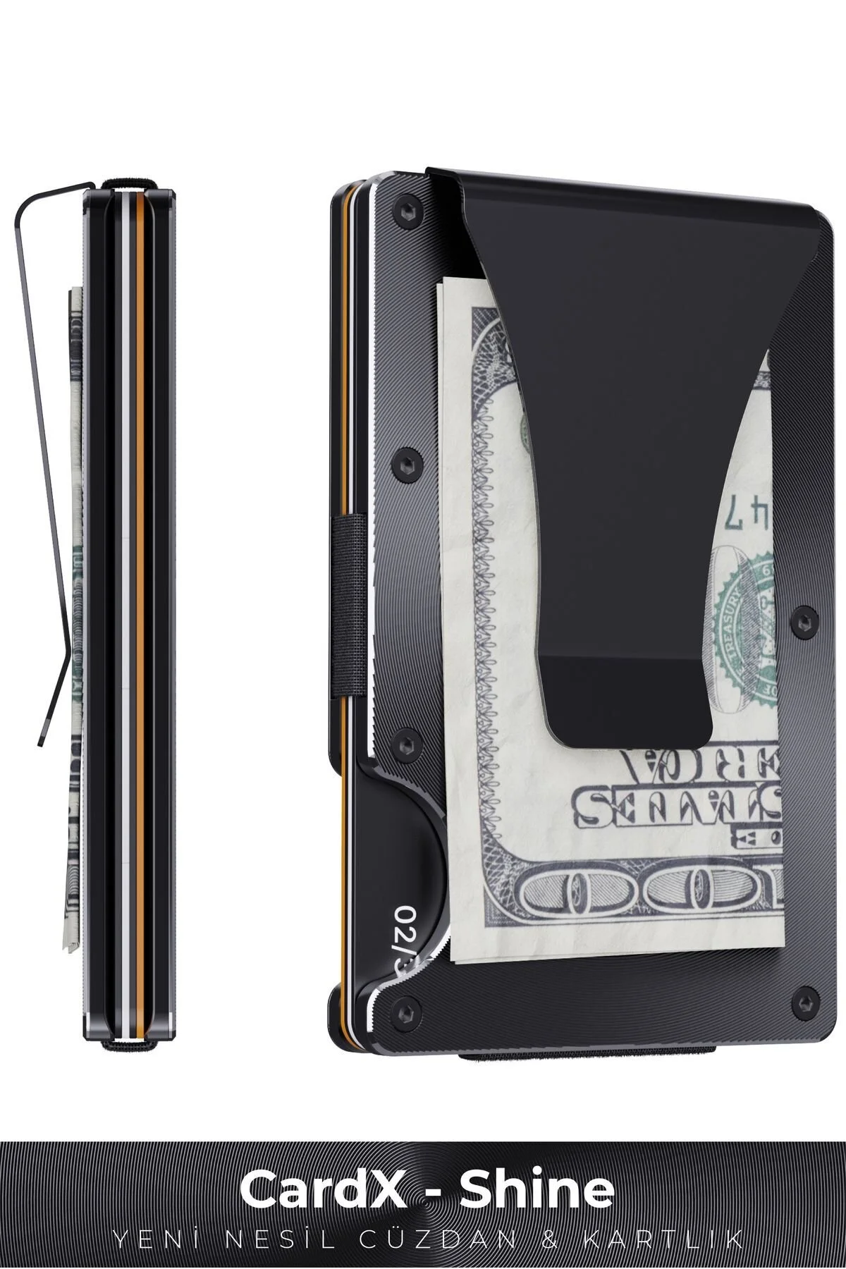 کیف پول و کارت‌بانک مینیمال Cardx مدل Shine Clips – ضد RFID، مناسب برای زنان و مردان (رنگ مشکی) Louise Motto
