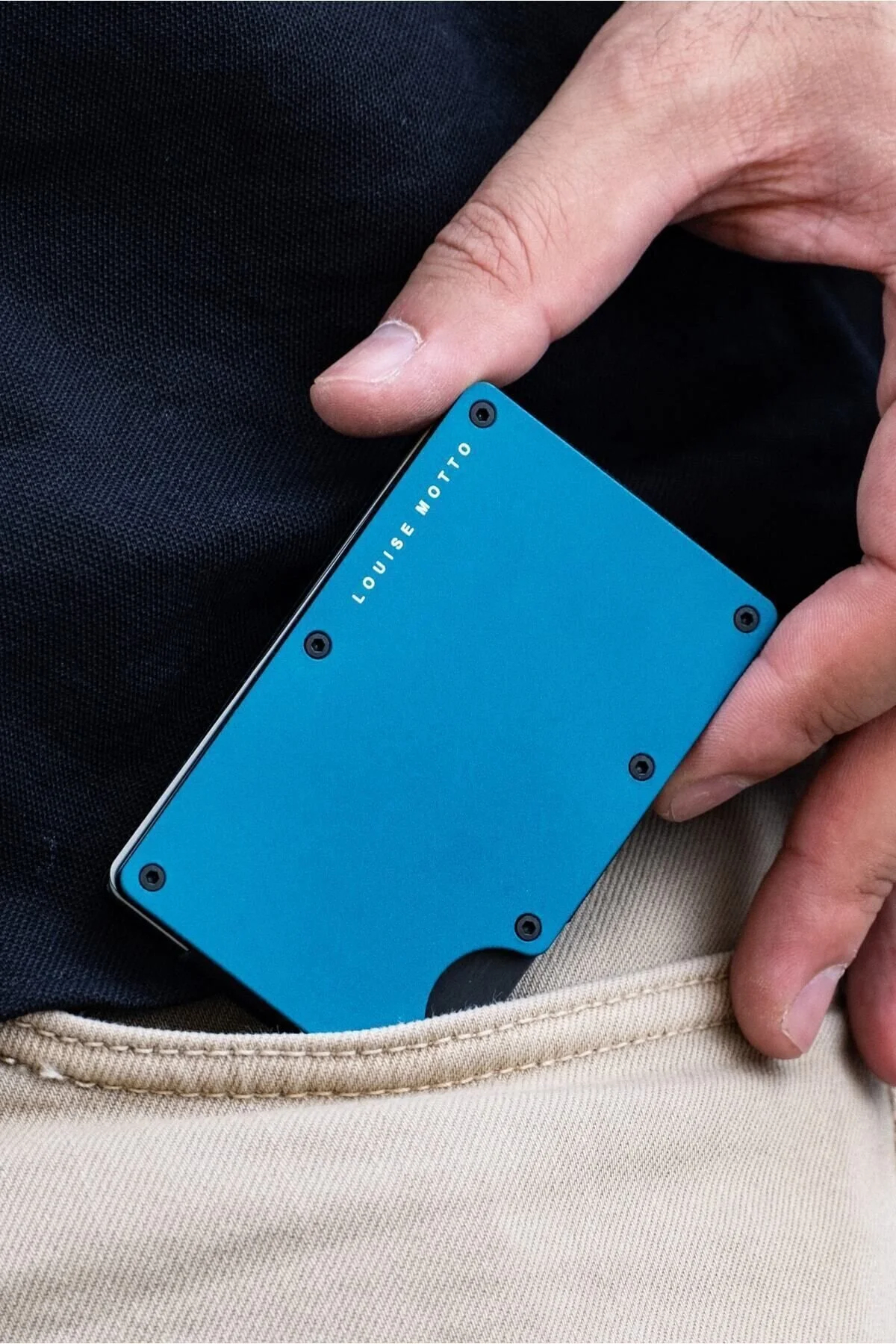 کیف پول و جاکارتی نسل جدید آلومینیومی با محافظ RFID - مدل Cardx Burano Clips (آبی) Louise Motto
