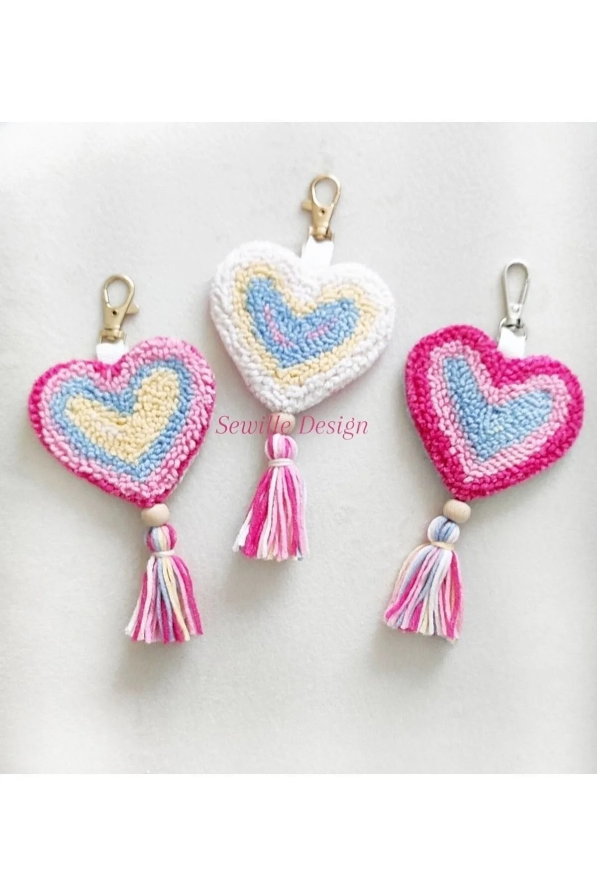 جلیقه کلید جاکلیدی قلب مرمری پانچ 1 Sewille Design Hand Made