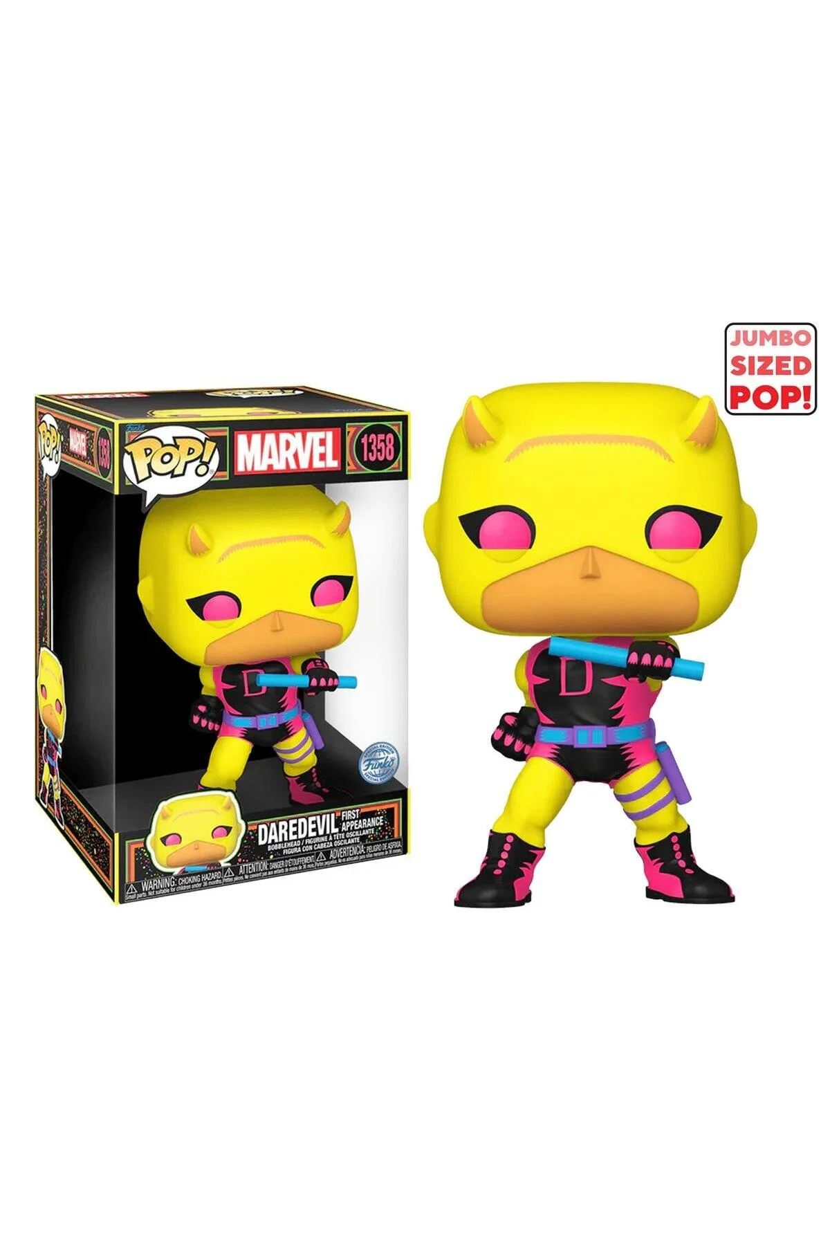 فیگور POP JUMBO MARVEL DAREDEVIL FIRST APPEARANCE BLACKLIGHT 25 CM BOBBLE HEAD Funko