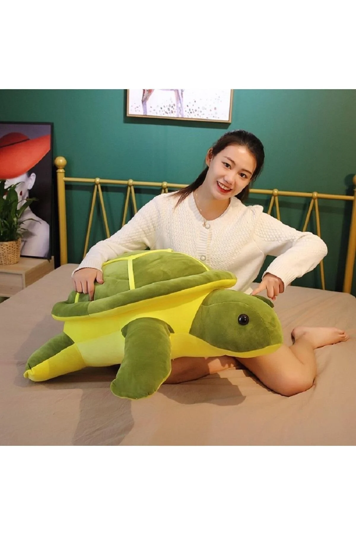 اسباب بازی های پشمی پارچه وارداتی CARETTA SEA TURTLE بالش اسباببازی مخمل خواب همراه سایز جامبو e-life