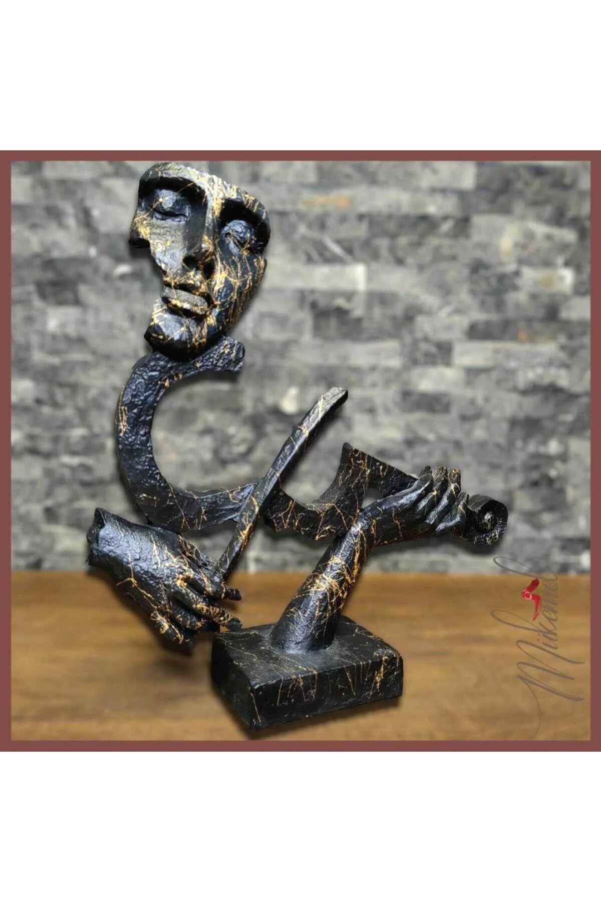 اشیاء دکوراتیو و مجسمه مشکی ویولن نوازی 2 فیگور شی تزئینی تزئین میز نشیمن لوازم اداری Mukemel