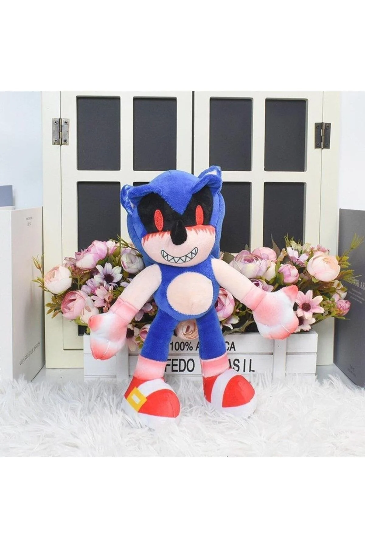 اسباب بازی های پشمی پارچه وارداتی SONIC EXE DARK THE HEDGEHOG PLUSH TOY SLEEP & PLAYMATE GIANT سایز 28 سانتی متر. از ترکیه e-life shop
