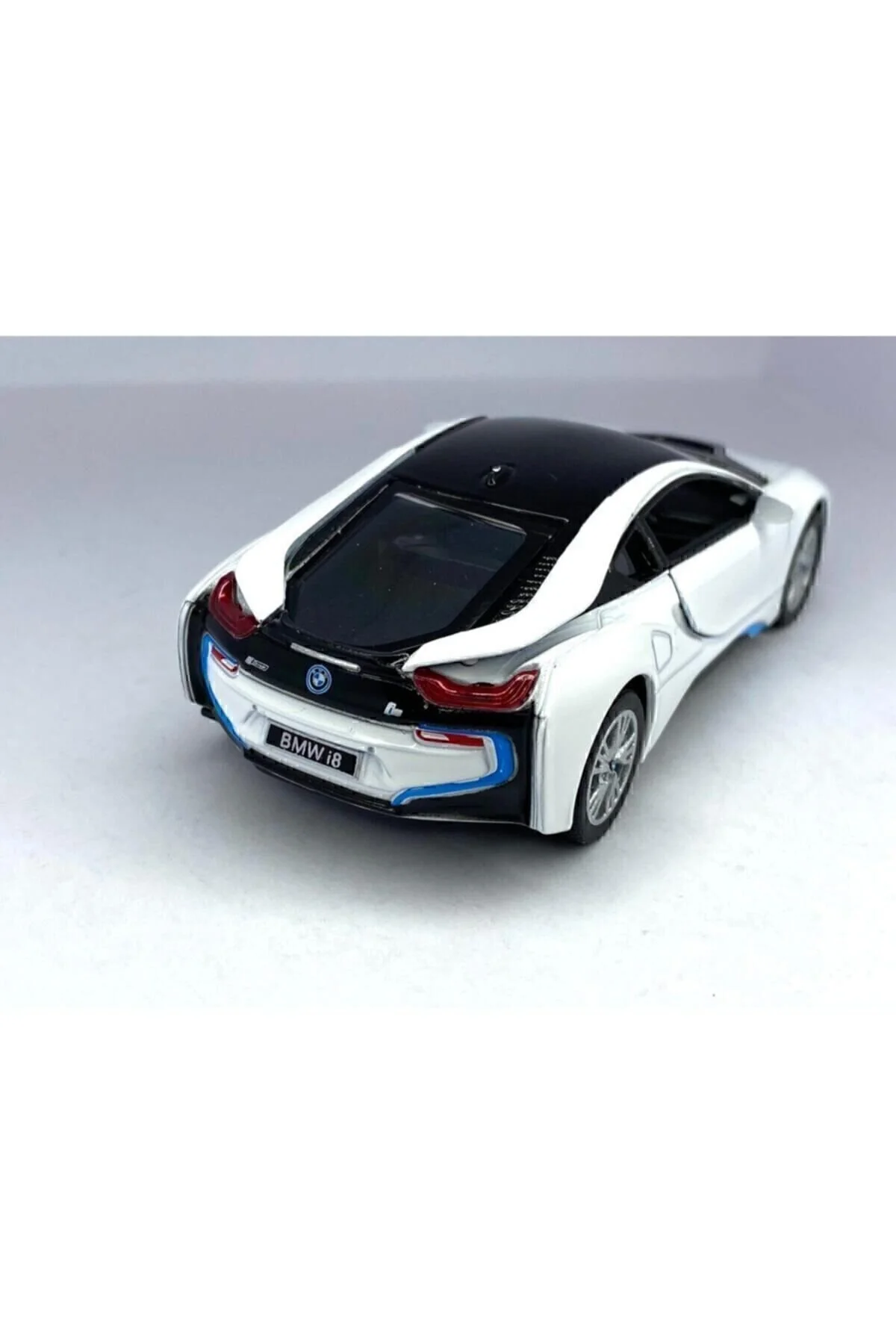 ماشین اسباب بازی BMW I8 PULL DROP 5 اینچی. خودرو مدل دارای مجوز 1:36 سفید Kinsmart