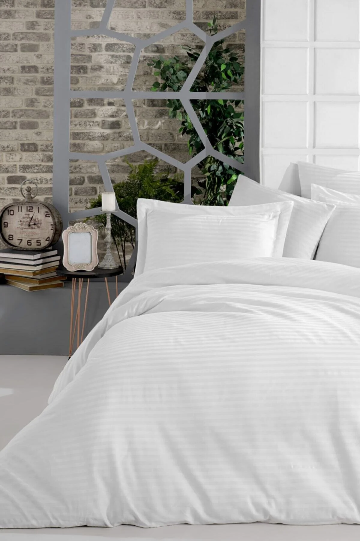ست ملحفه دو نفره مجموعه ورق دوتایی ساتن 100 ٪ سفید MyStory Home