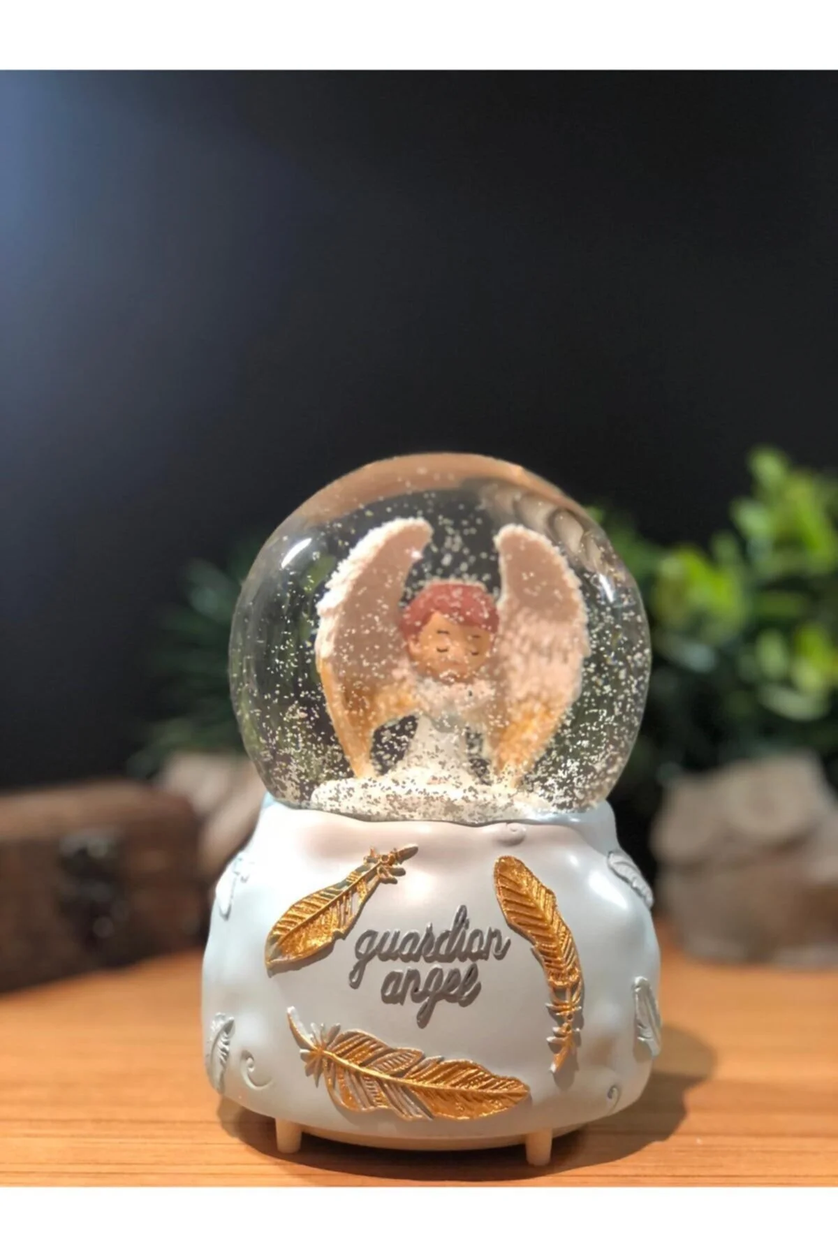 گوی برفی اسپری موزیکال روشن با تم فرشته SNOW GLOBE سایز بزرگ از ترکیه Lapidaria