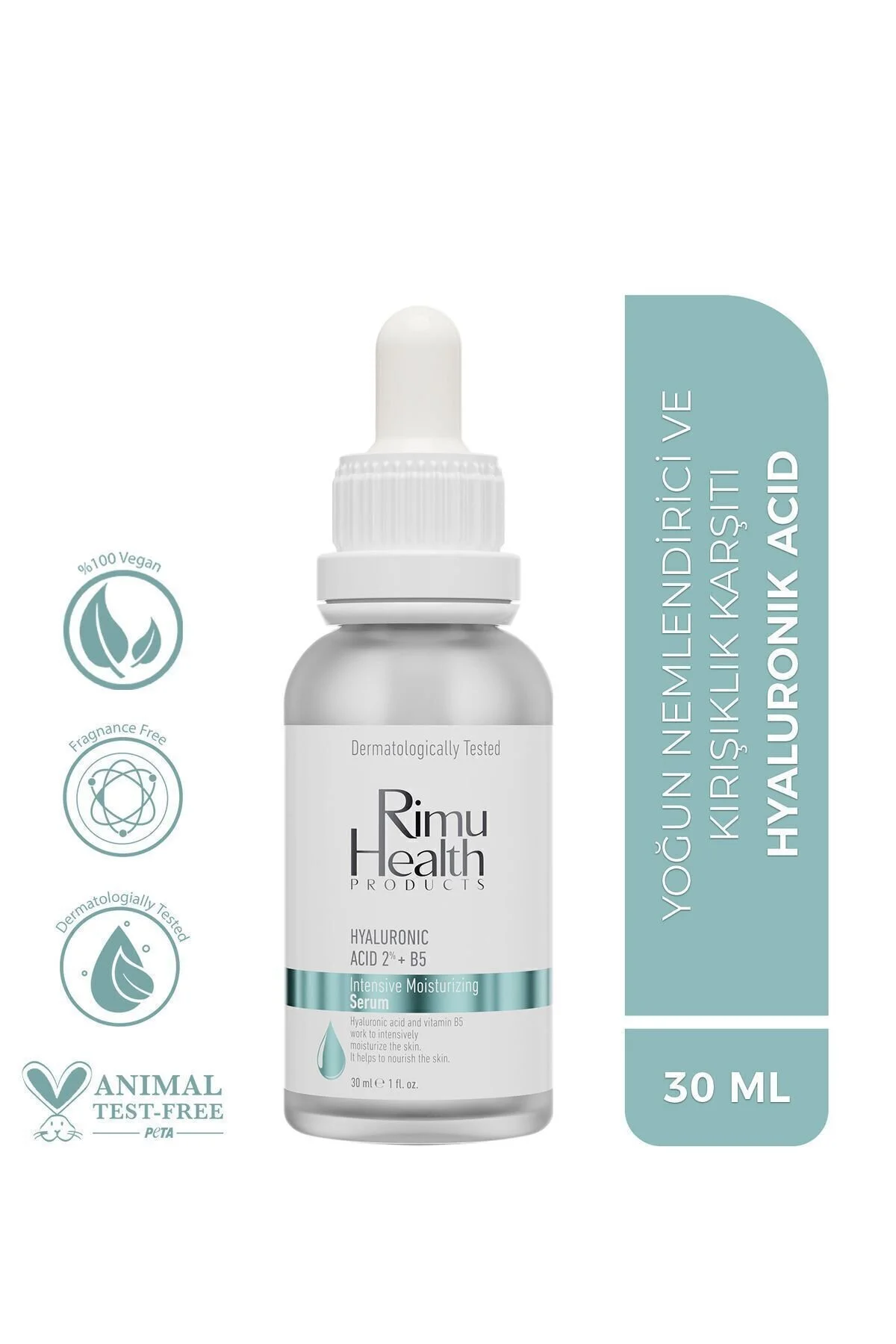سرم مرطوب کننده بدون عطر برای تمامی انواع پوست با هیالورونیک اسید 2% و B5 حجم 30 میلی لیتر Rimu Health Products