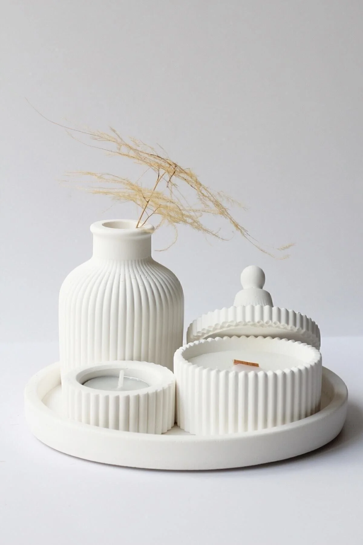 شمع و چراغ سفید ست لوازم جانبی معطر گلدان با طرح ویژه رنگ TEALIGHT IS EXCLUDED 1 homeartplus