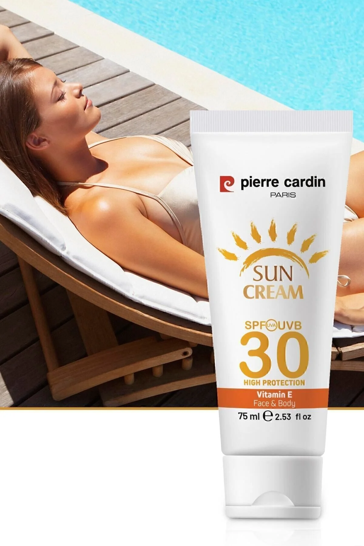 کرم ضد آفتاب بدن با SPF 30 و حفاظت بالا 75 میلی لیتر پیررا کاردین Pierre Cardin