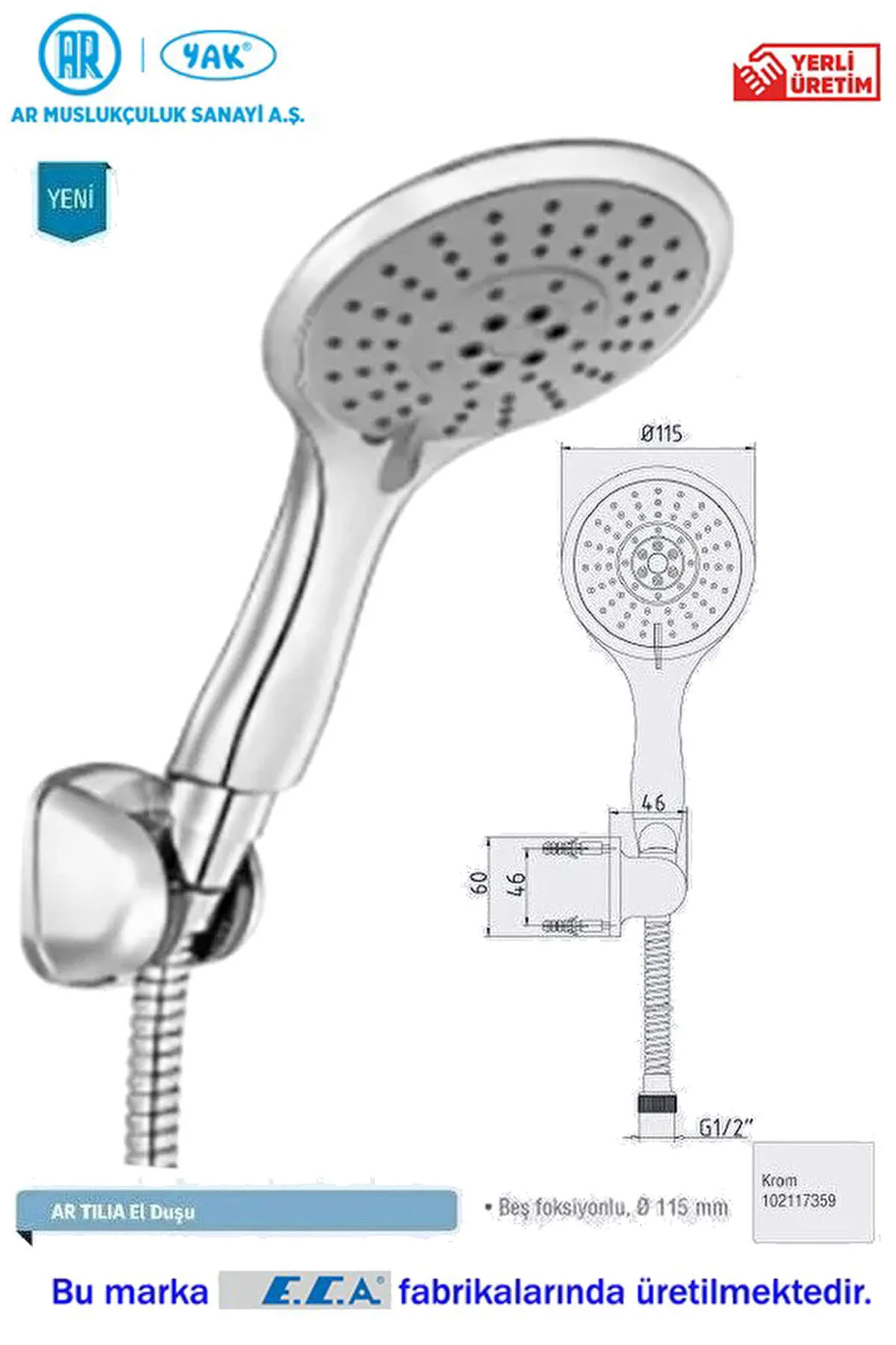 سیستم دوش AR ARTICULTED HEAD SET TOP پنج کارکرد Eca