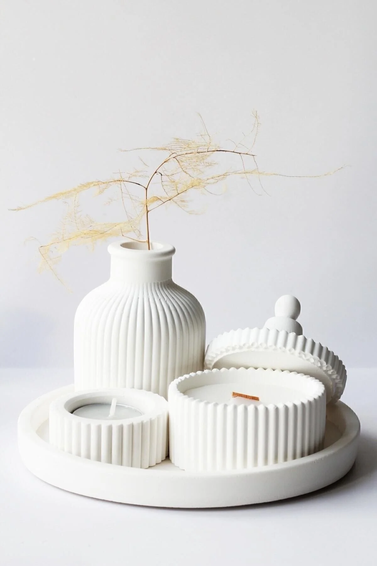 شمع و چراغ سفید ست لوازم جانبی معطر گلدان با طرح ویژه رنگ TEALIGHT IS EXCLUDED 1 homeartplus