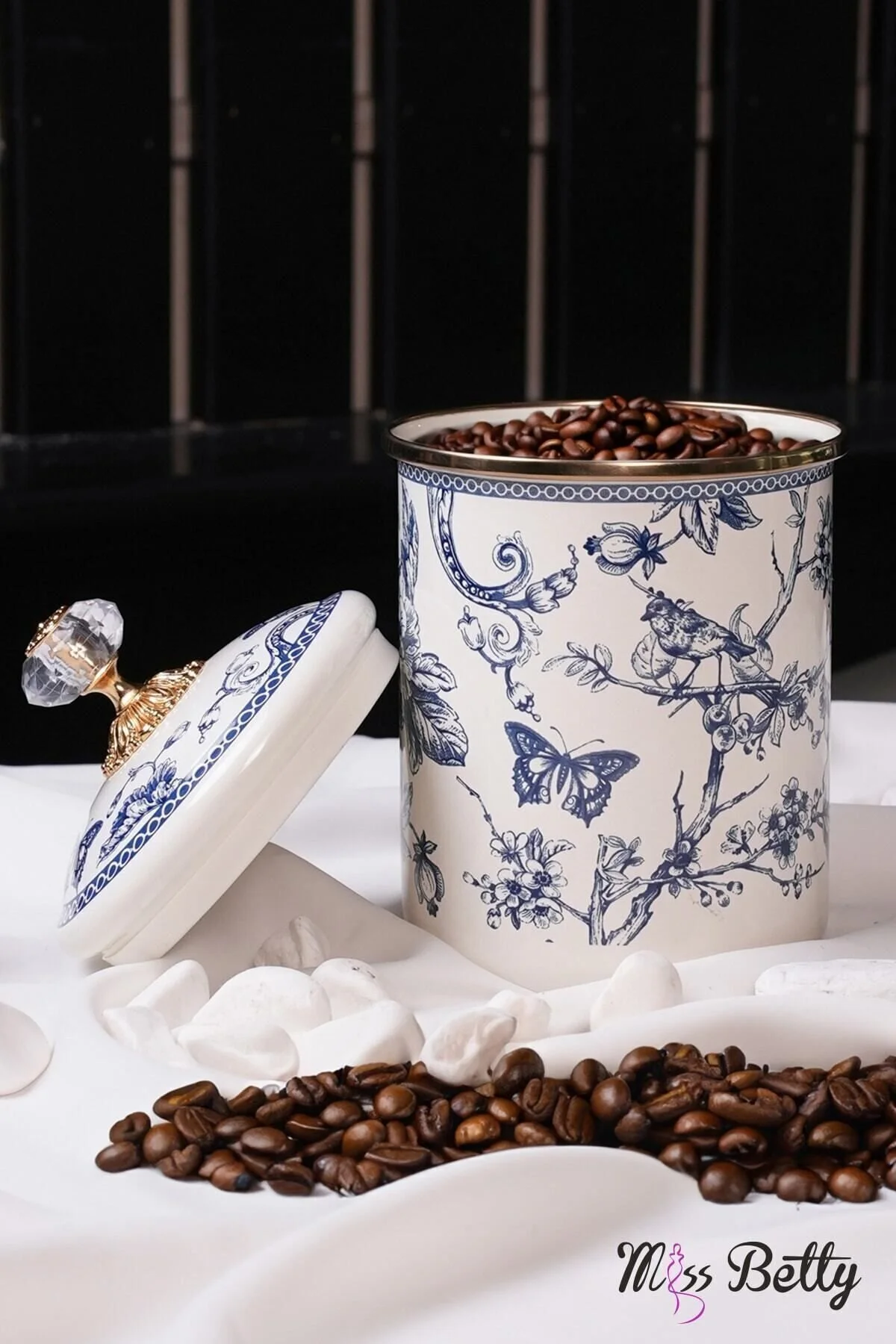 شیشه جار ENAMEL BIG JAR BLUE LIFE Miss Betty