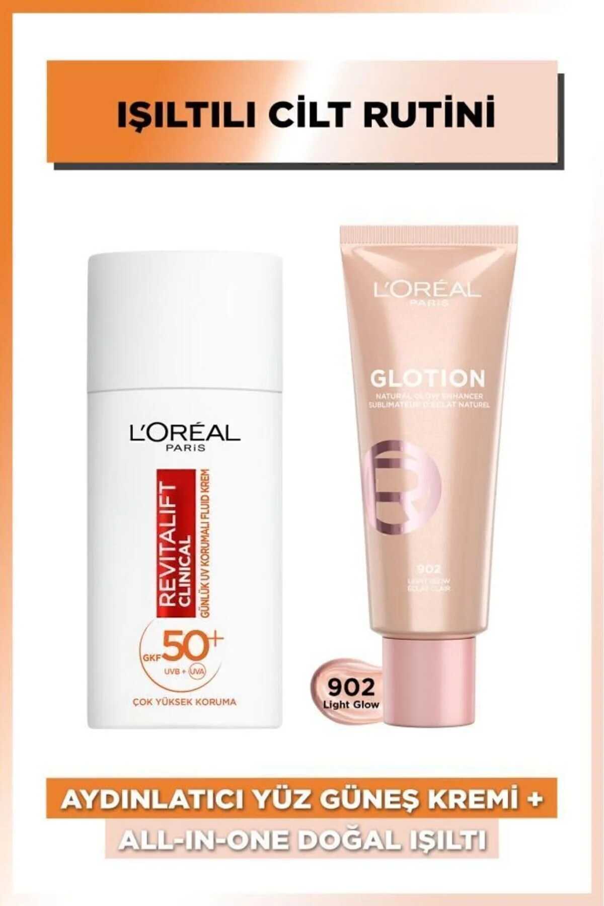 ست کرم ضد آفتاب روشنایی صورت 50 میل + همه در یک درخشش طبیعی 40 L'Oreal Paris