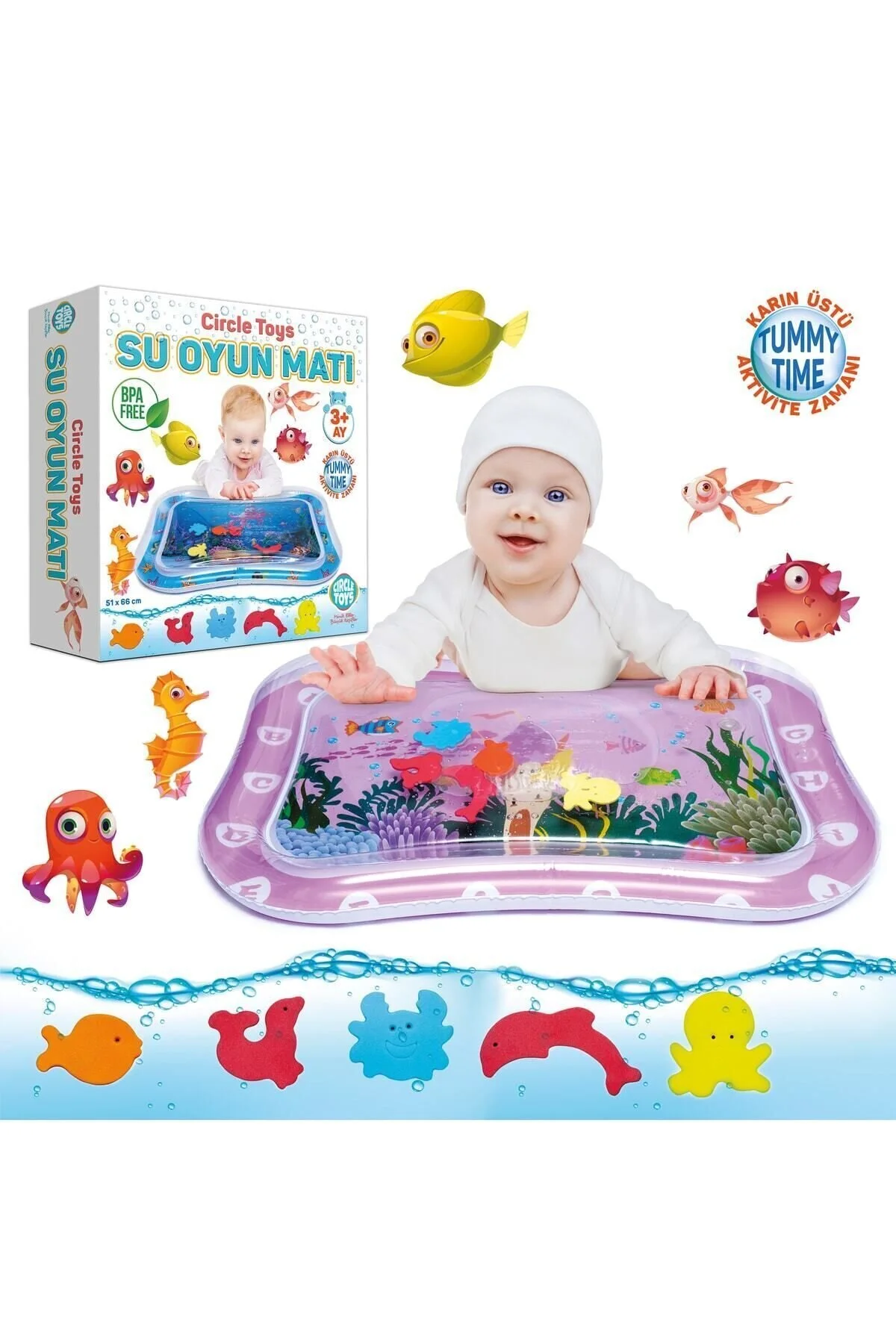 وسایل دریا حصیر آبی نوزاد زرد شکم زمان فعالیت اسباب بازی استخر آب سن 1+ Circle Toys