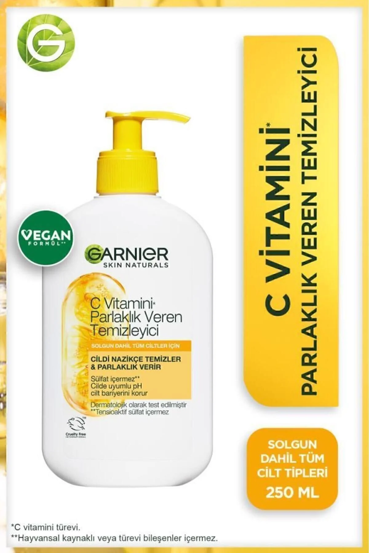 Garnier پاک‌کننده روشن‌کننده حاوی ویتامین C 250 میلی‌لیتر