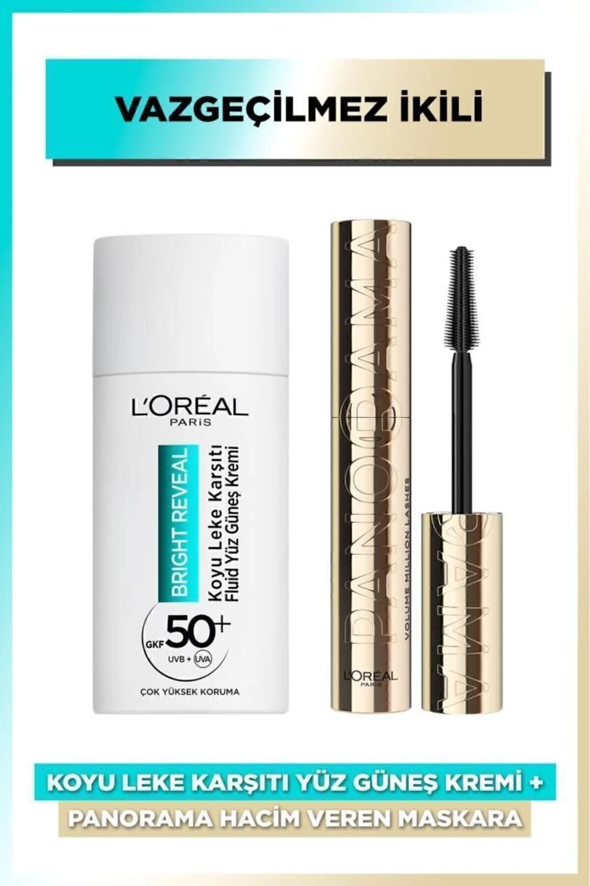 ست کرم ضد آفتاب آب و لکه دار تیره 50 میل + پانوراما ریمل که حجم می دهد L'Oreal Paris