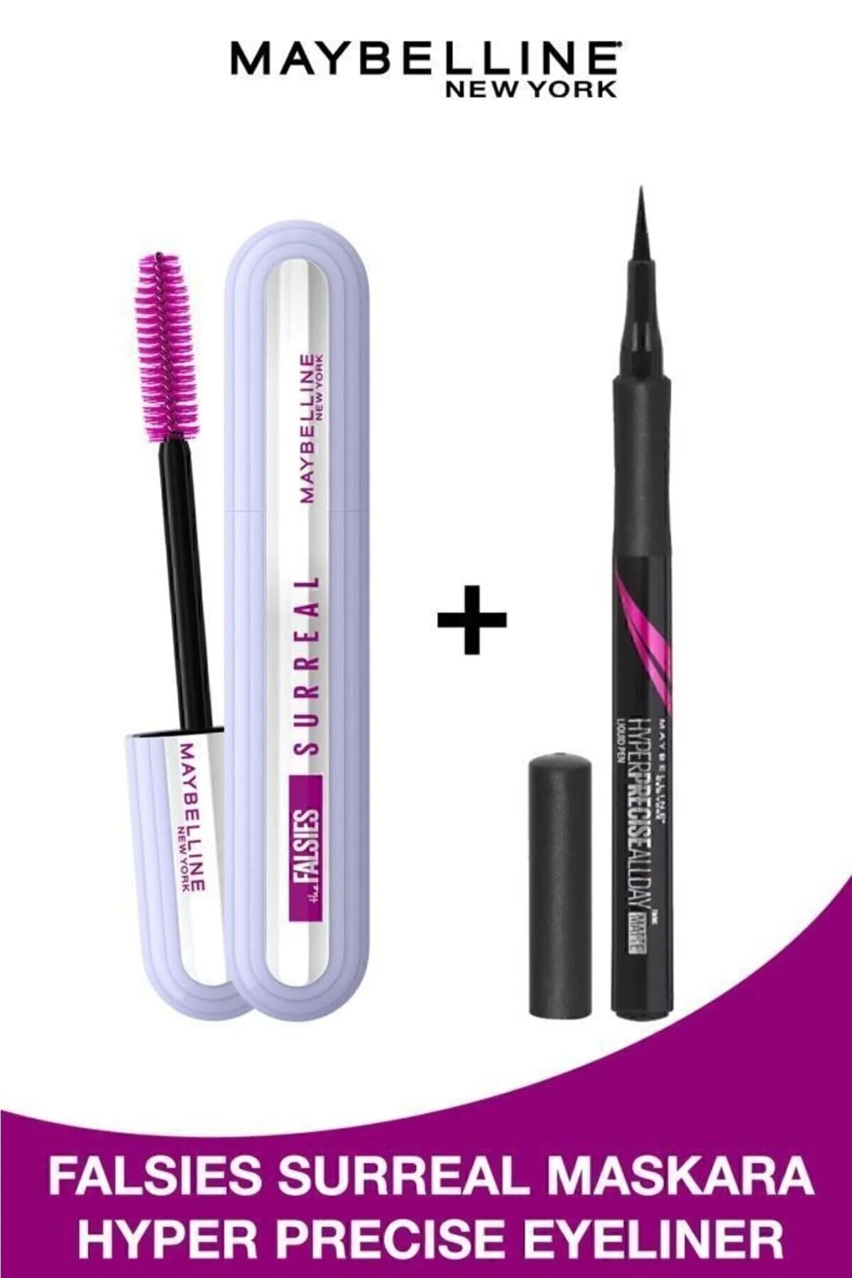 ست آرایشی FALSIES ریمل سورئال و HYPER دقیق در تمام طول روز خط چشم 701 مات اونیکس سیاه Maybelline New York