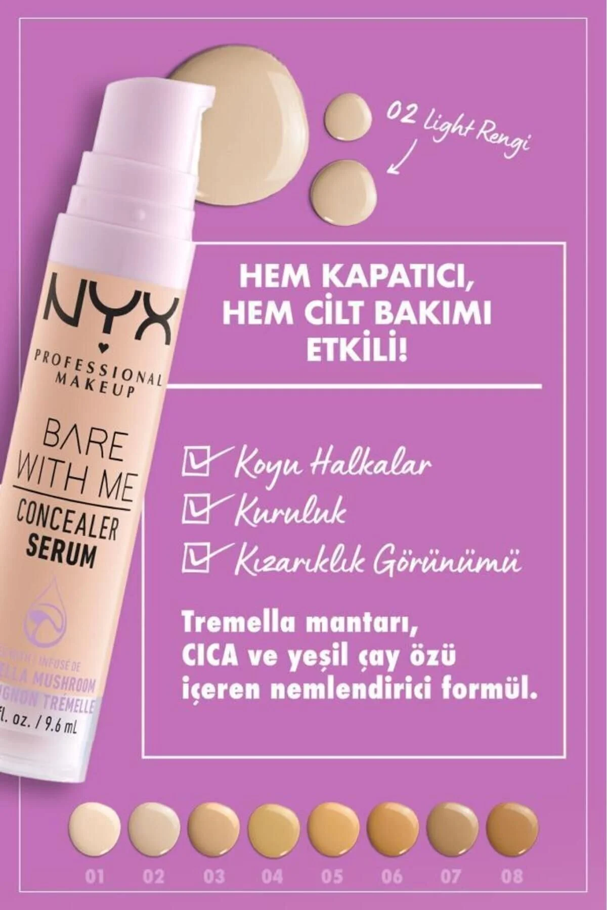 ست آرایشی BARE WITH ME CONCEALER سرم 02 LIGHT & BROW GLUE FONDY STYLER ریمل تثبیت کننده ابرو NYX Professional Makeup
