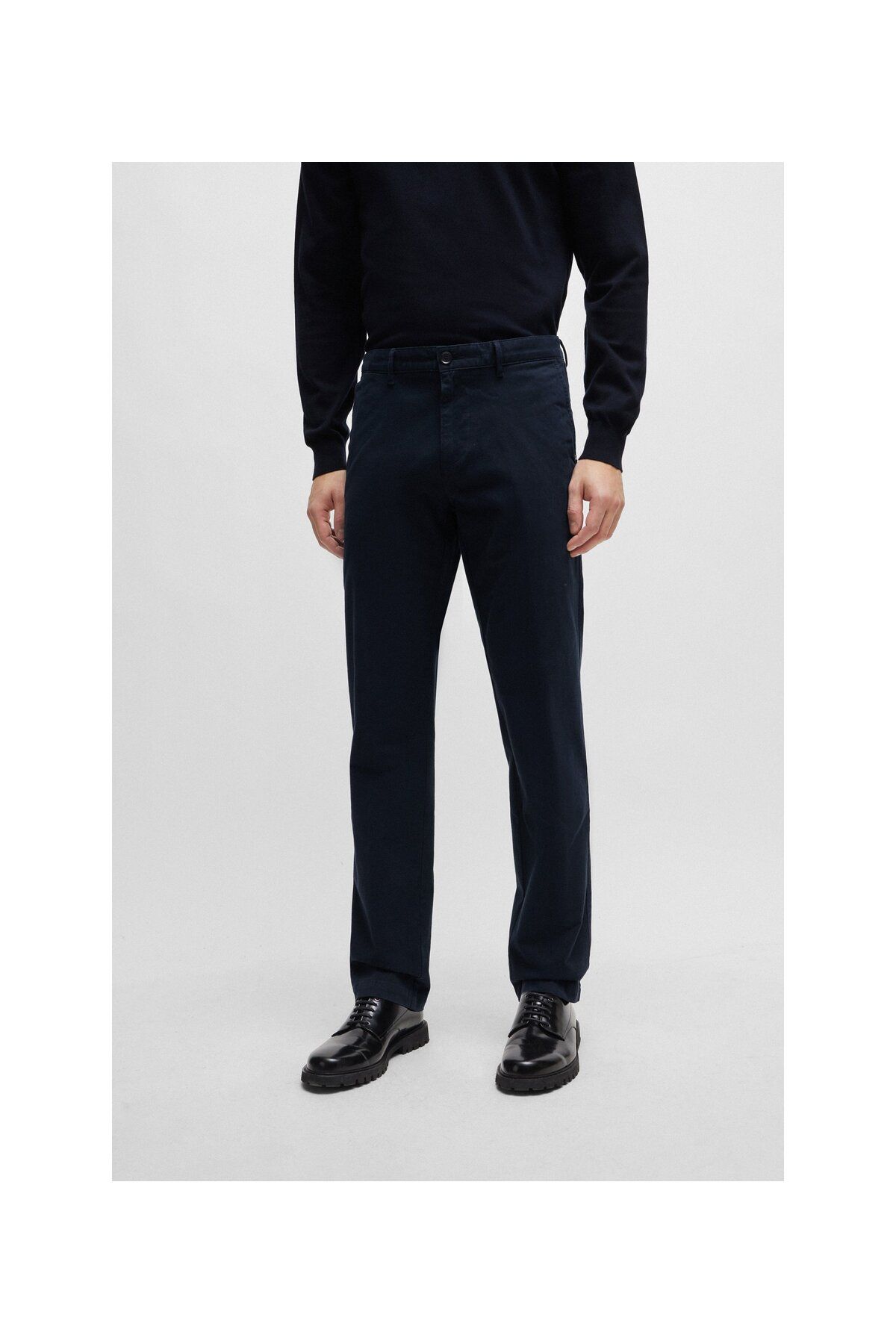 شلوار پارچه ای آبی مردانه پنبه انعطاف پذیر گاباردین برش معمولی BOSS - BOSS - باس - شلوار