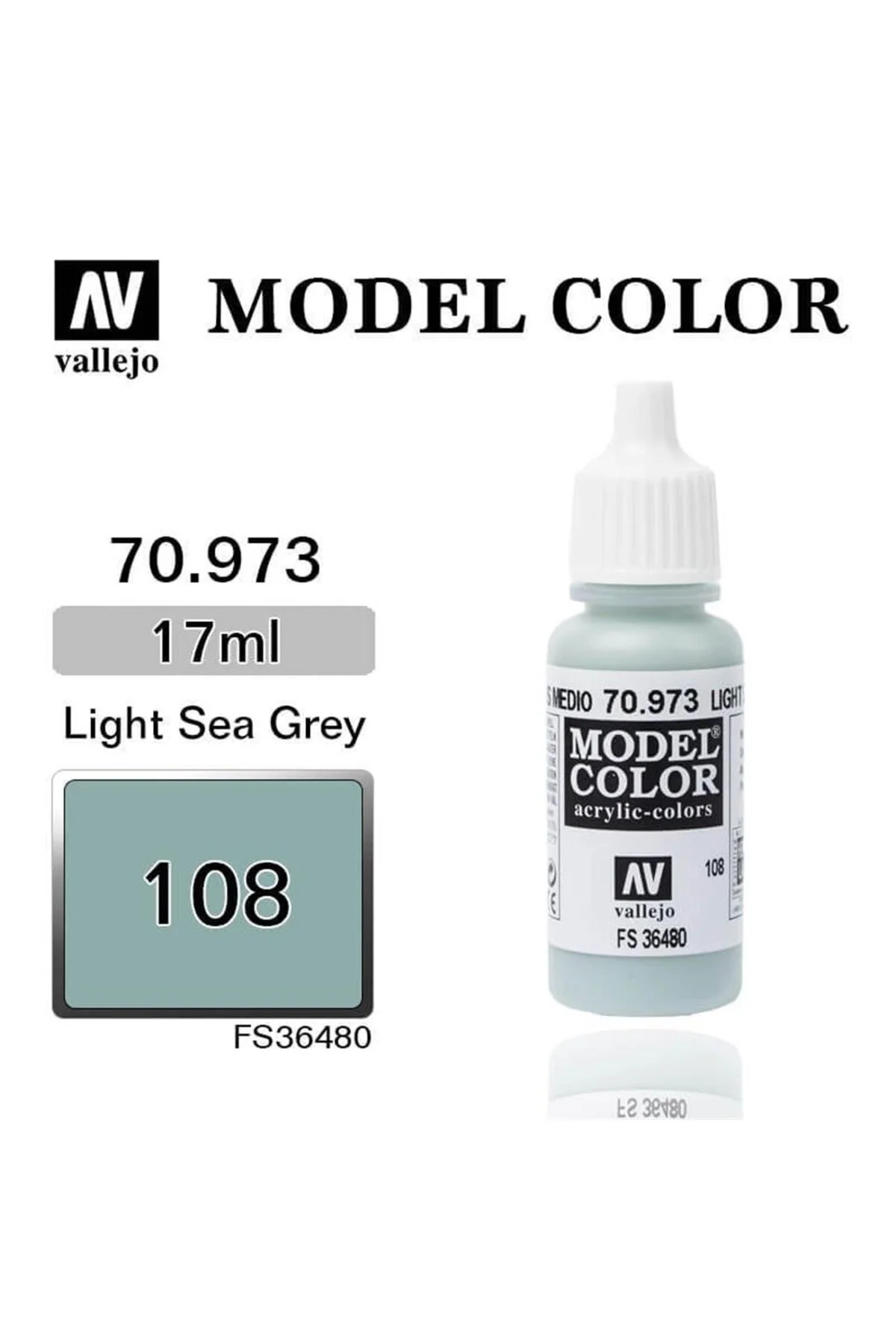 نقاشی پرایمر چند رنگ 17 میل. 108 SEA GREY MATT مدل Vallejo